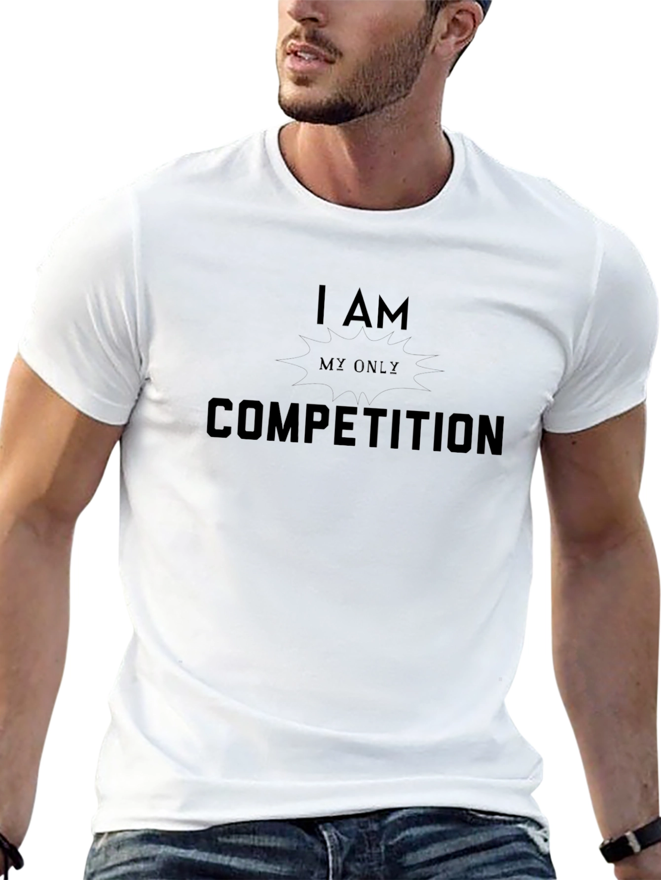 Black Motivational T-Shirt: I Am My Only Competition  view 13