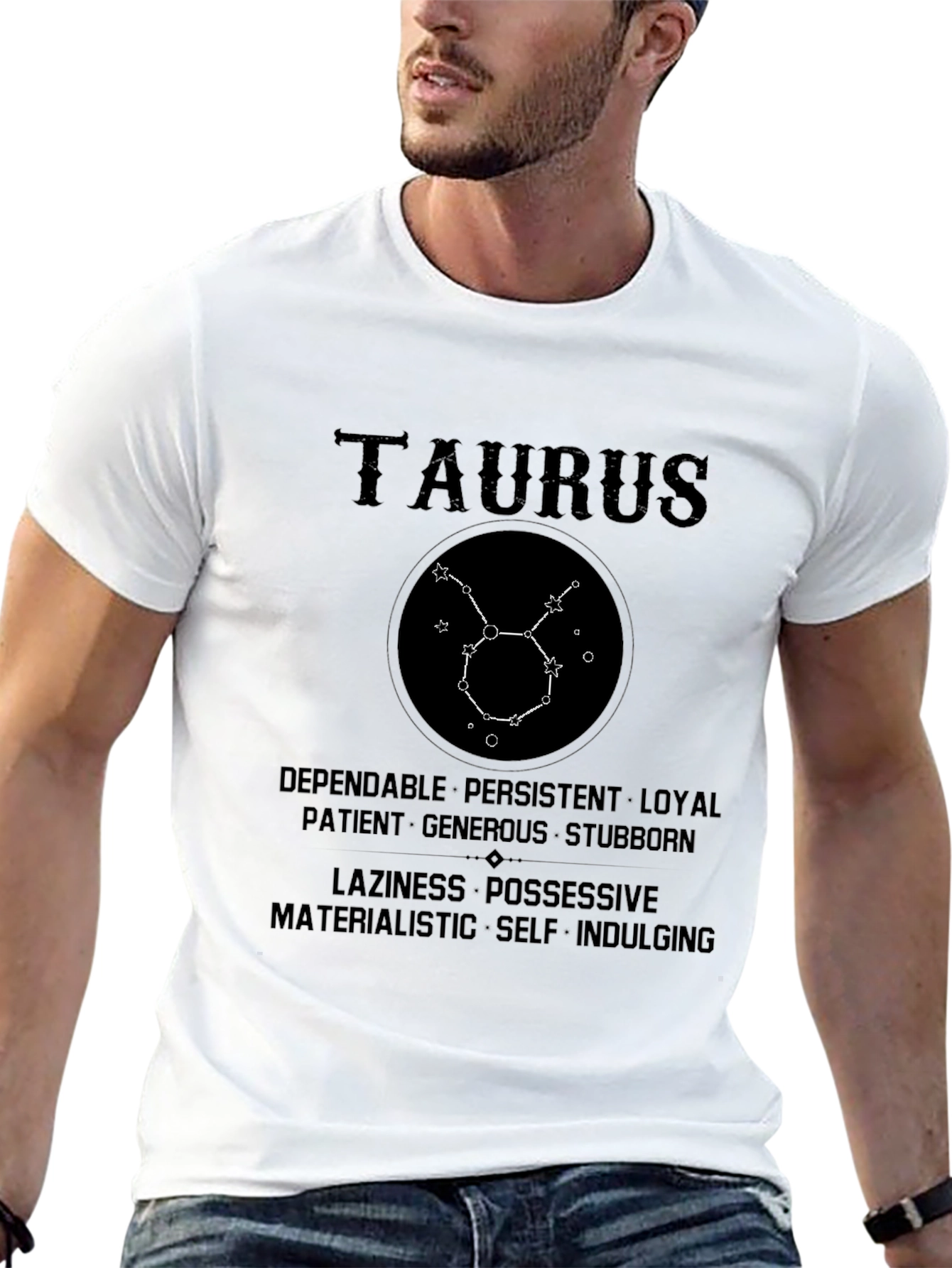 Black Taurus Zodiac Sign Black Graphic T-Shirt view 13