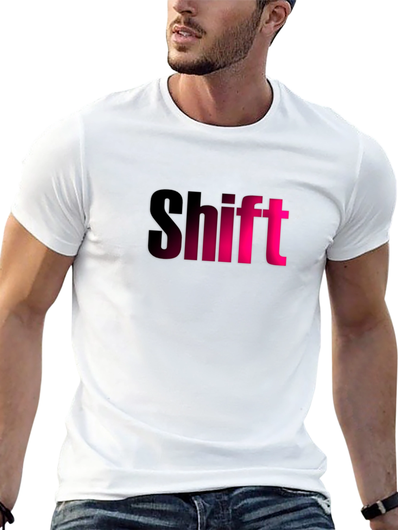 Black Shift Graphic T-Shirt - Black Tee with Pink Lettering view 13
