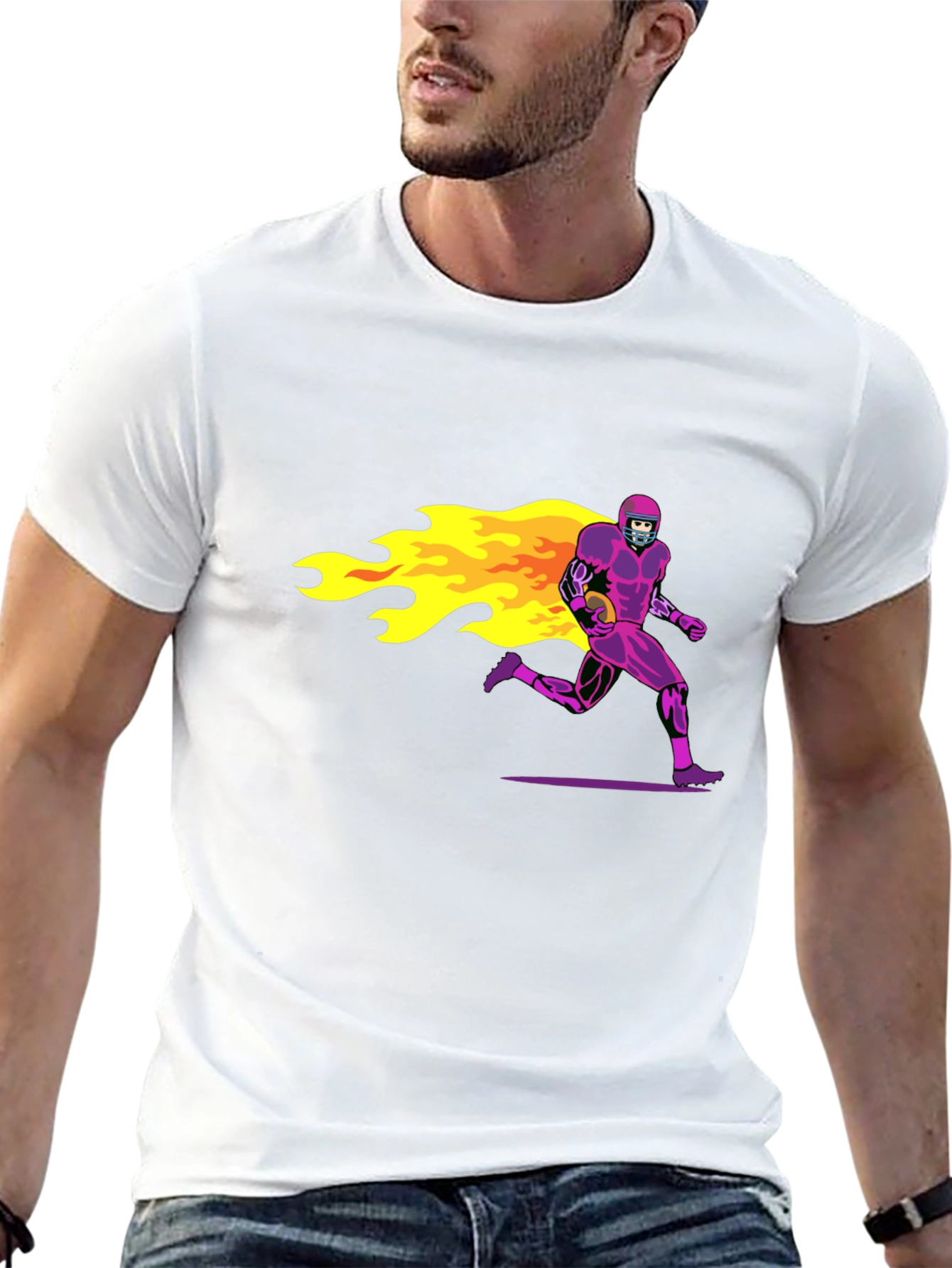 Black Flaming Football Skeleton Black T-Shirt view 13