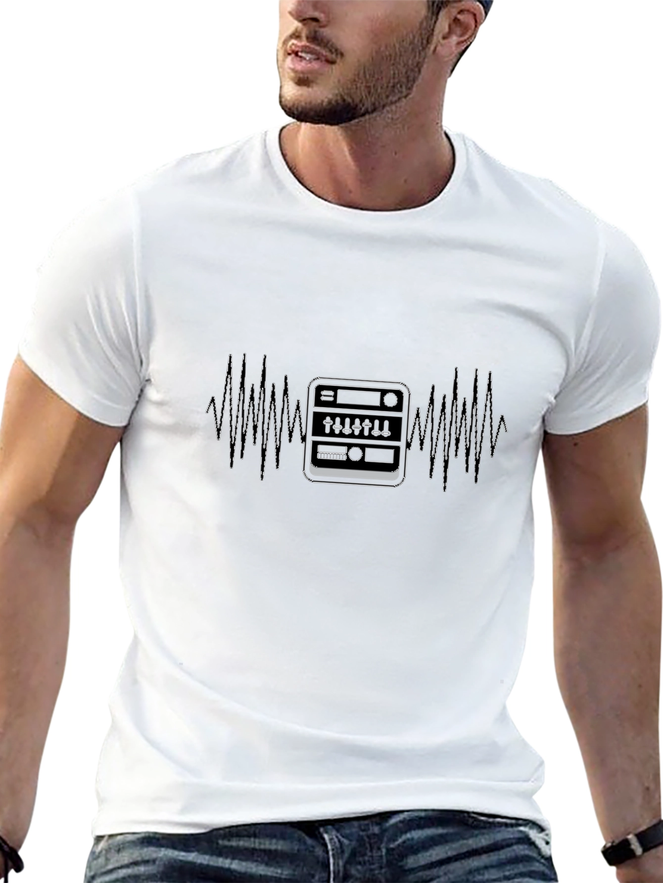 Black Vintage Audio Wave T-Shirt view 13