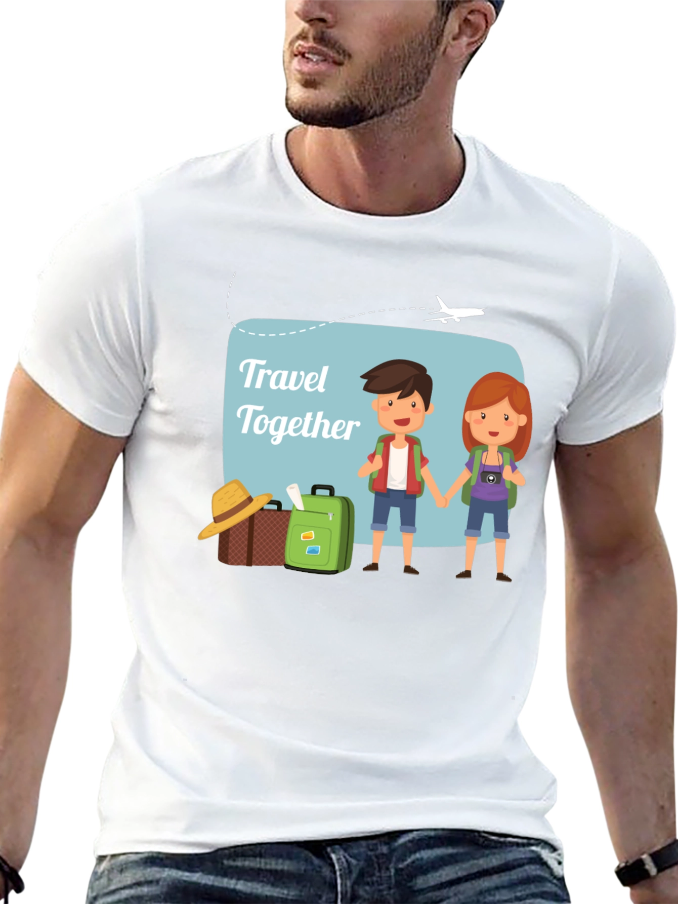 Black Travel Together T-Shirt, Vacation Tee view 13