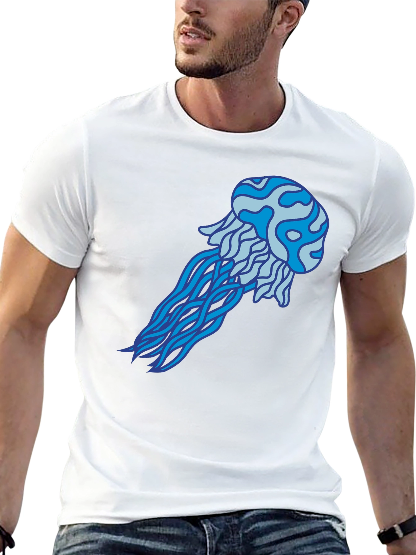 Black Jellyfish Graphic Tee - Black Cotton T-Shirt view 13