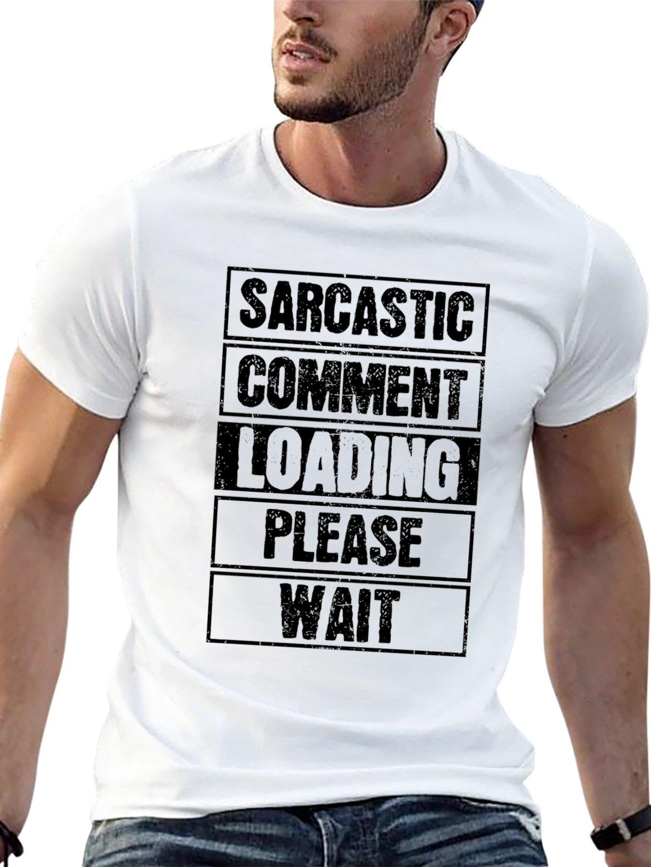 Black Sarcastic Comment Loading Graphic T-Shirt view 13