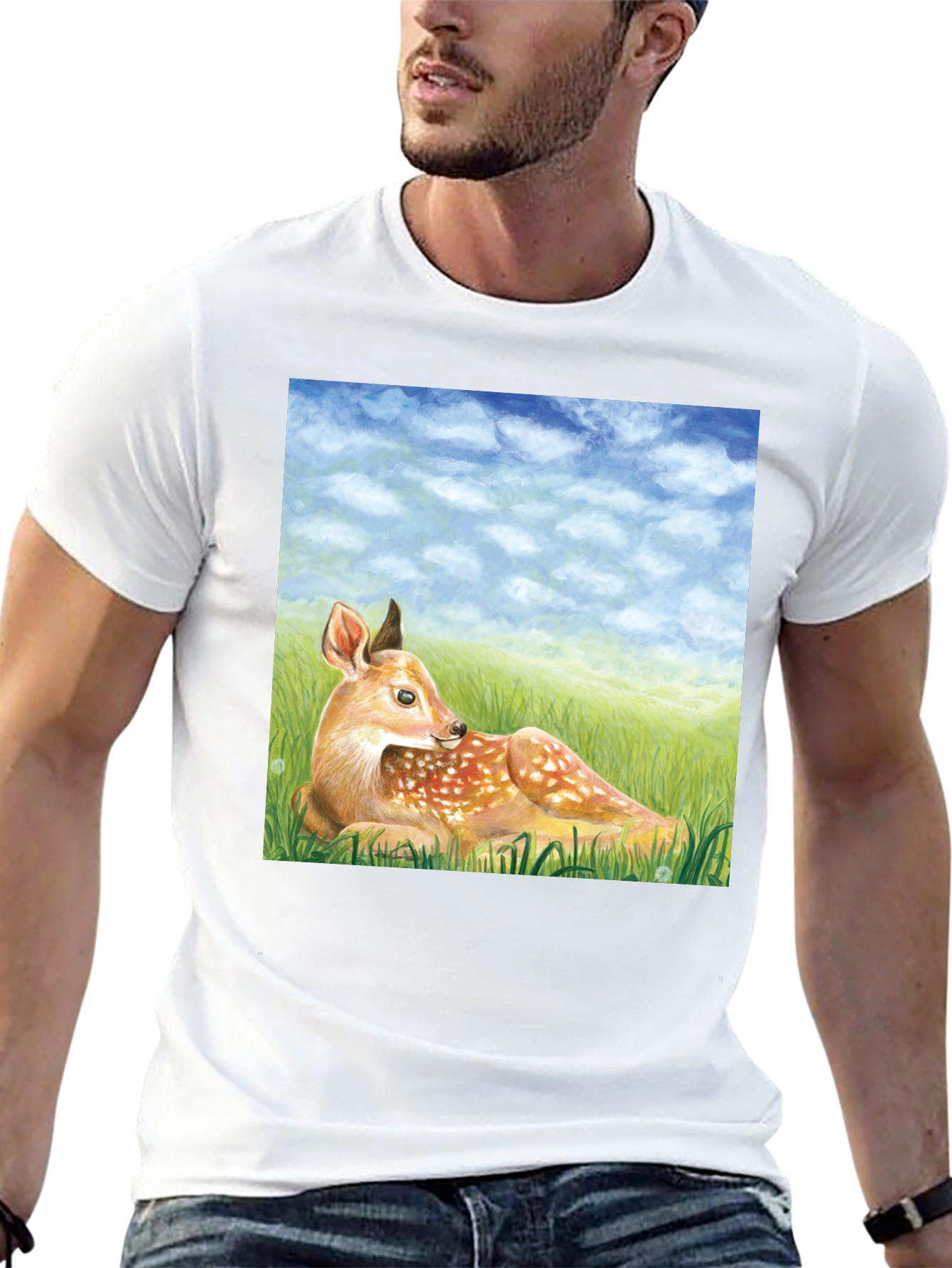 Black Deer Scene Graphic Tee - Nature Lover's T-Shirt view 13