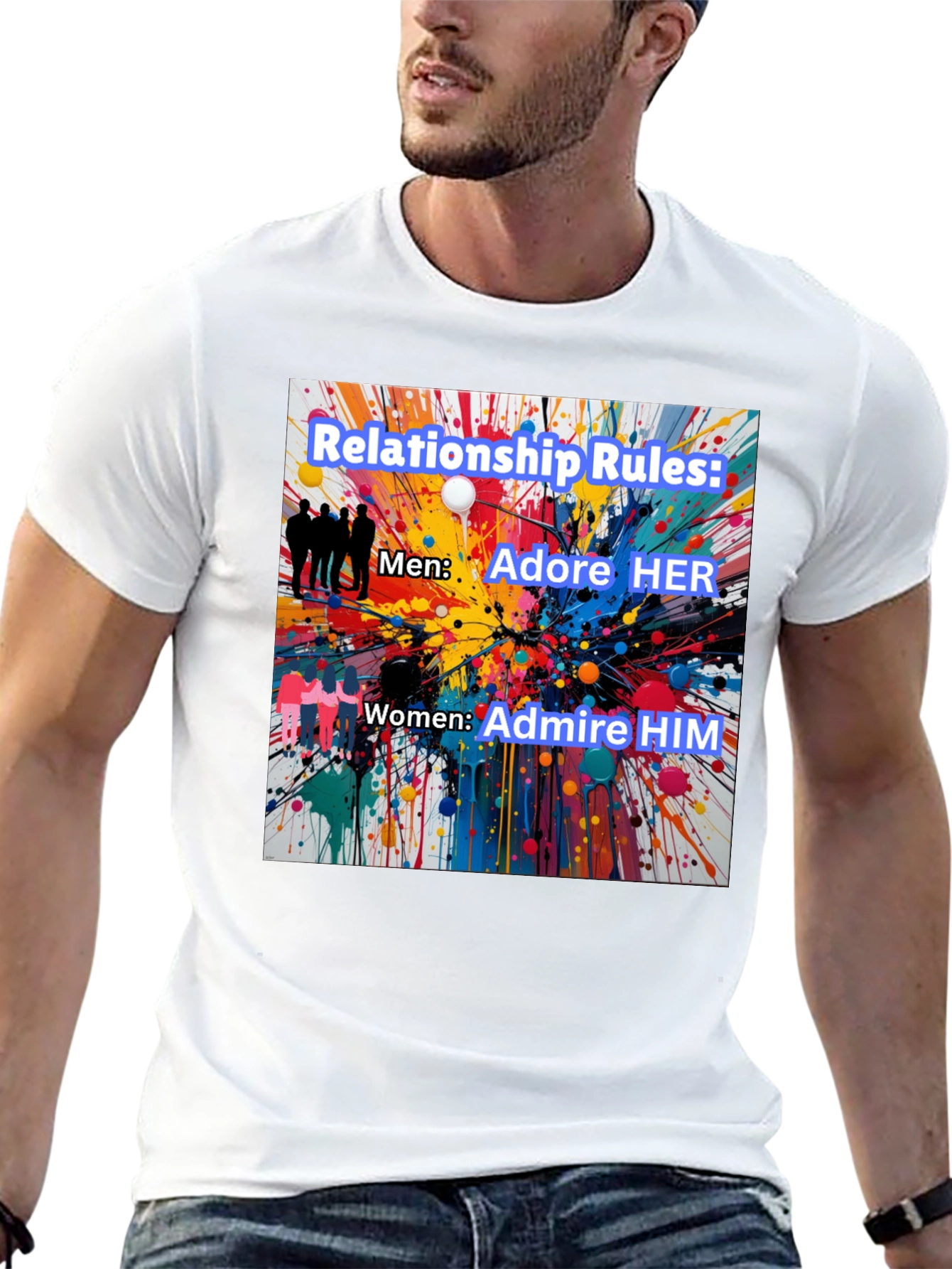 Black Relationship Rules T-Shirt - Adore Her, Admire Him view 13