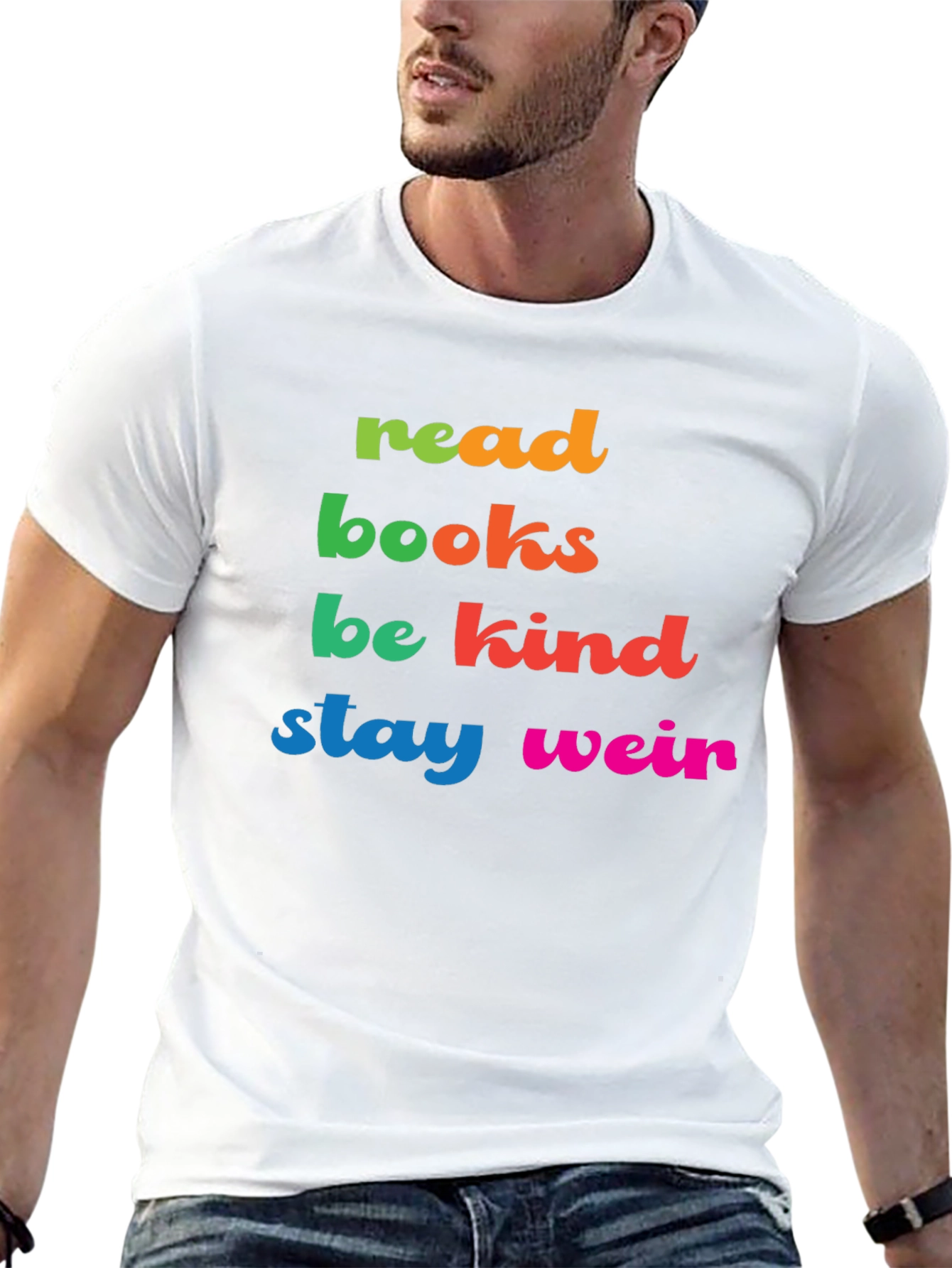 Black Read Books Be Kind Stay Weird Graphic Tee view 13