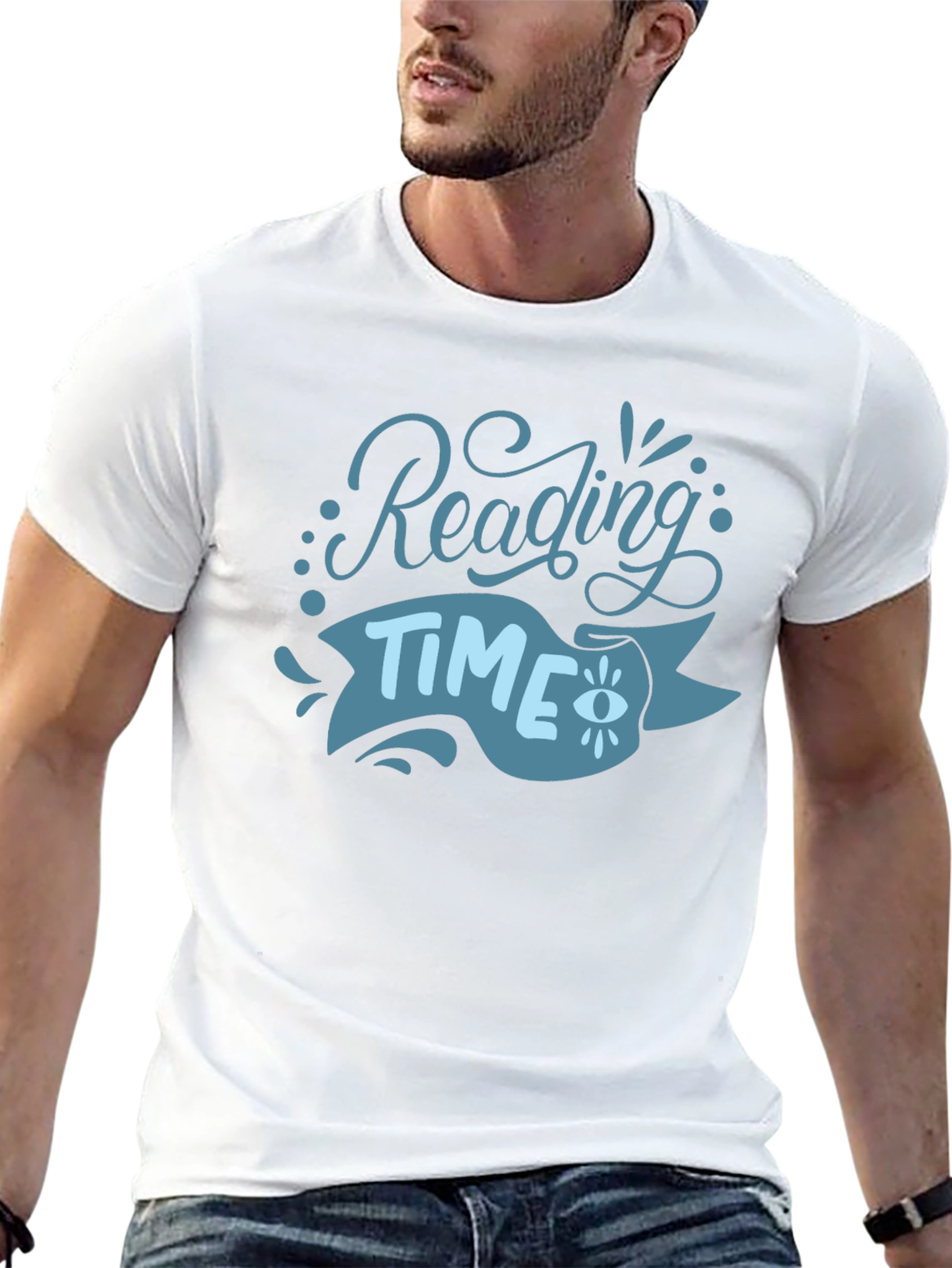 Black Reading Time Graphic Tee - Black Cotton T-Shirt view 13