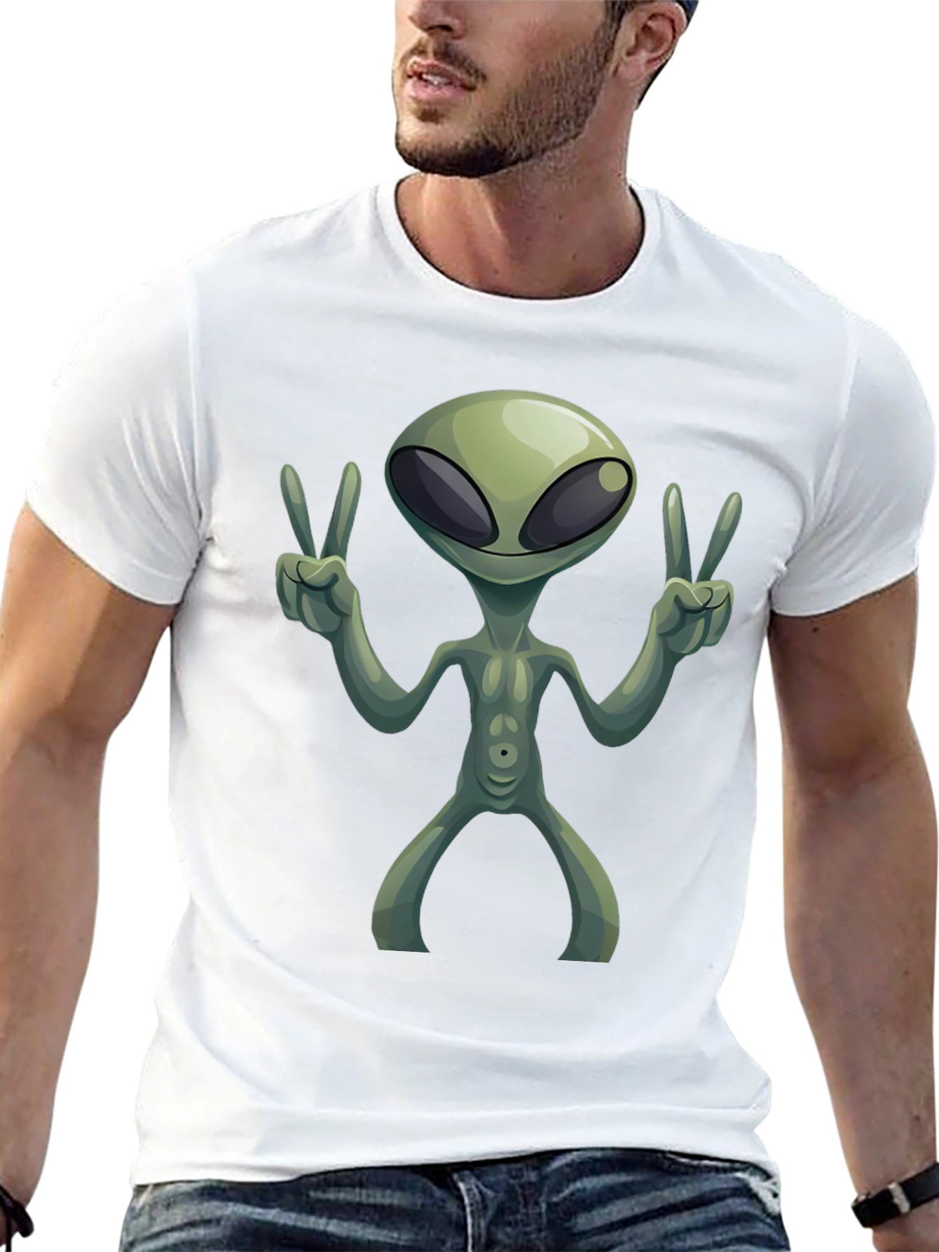 Black Alien Peace Sign T-Shirt view 13