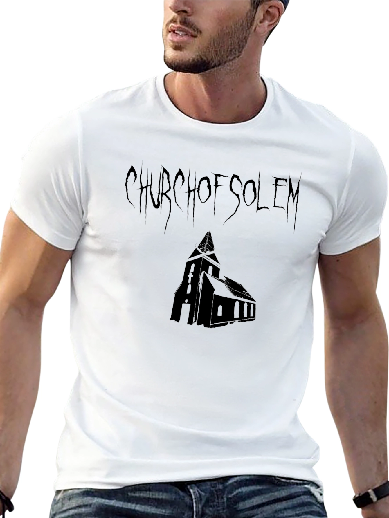 Black Church of Solem Black Graphic T-Shirt view 13