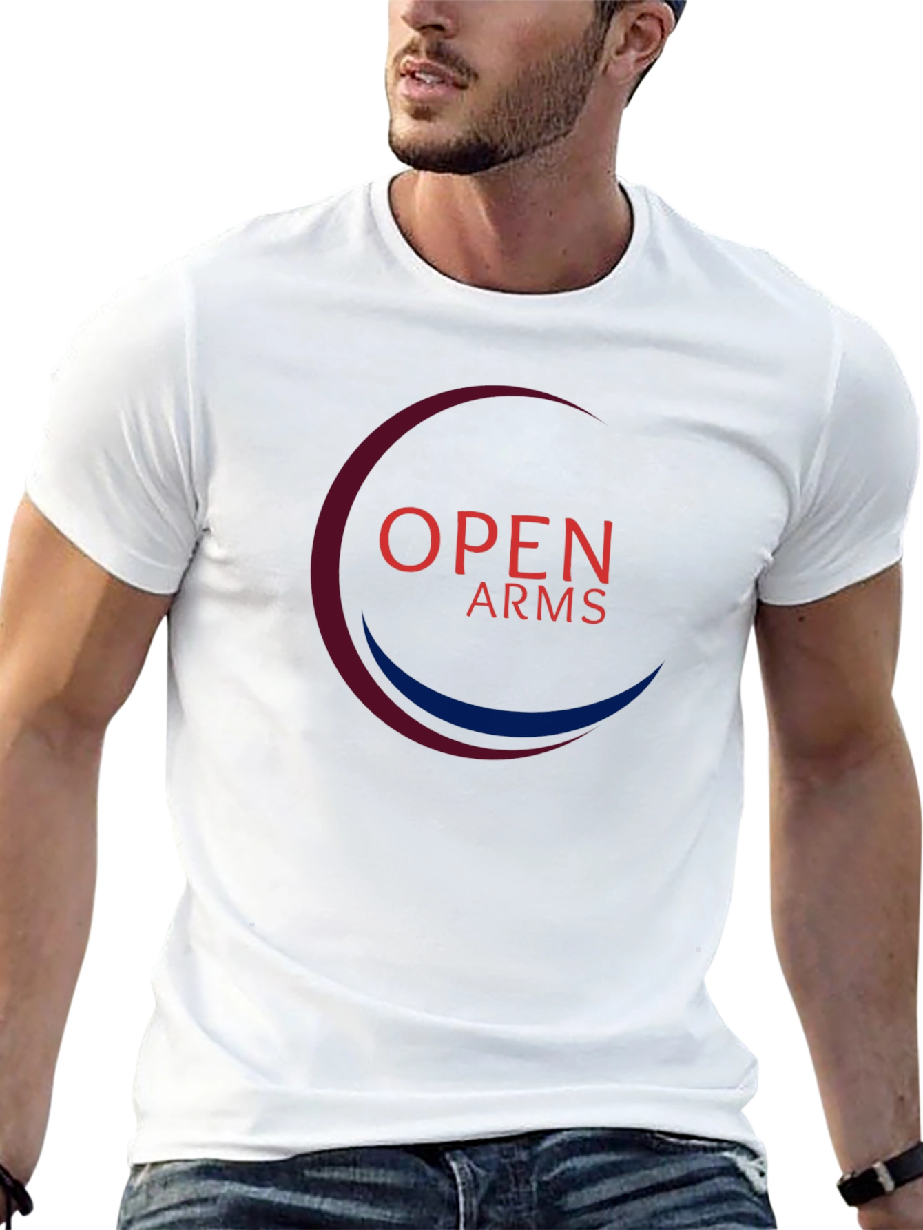 Black Open Arms Graphic Tee - Soft Cotton Blend view 13