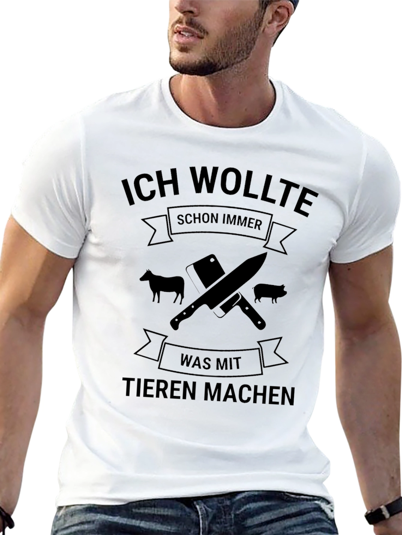 Black Ich Wollte T-Shirt - Animal Butcher Design view 13