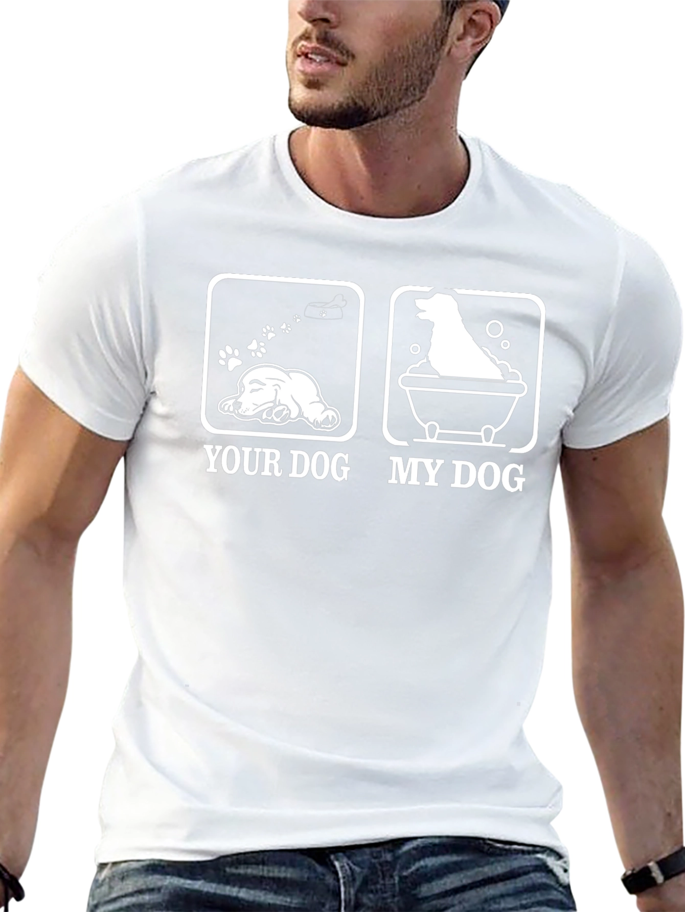 Black Funny Dog T-Shirt - 'Your Dog, My Dog' Design view 13