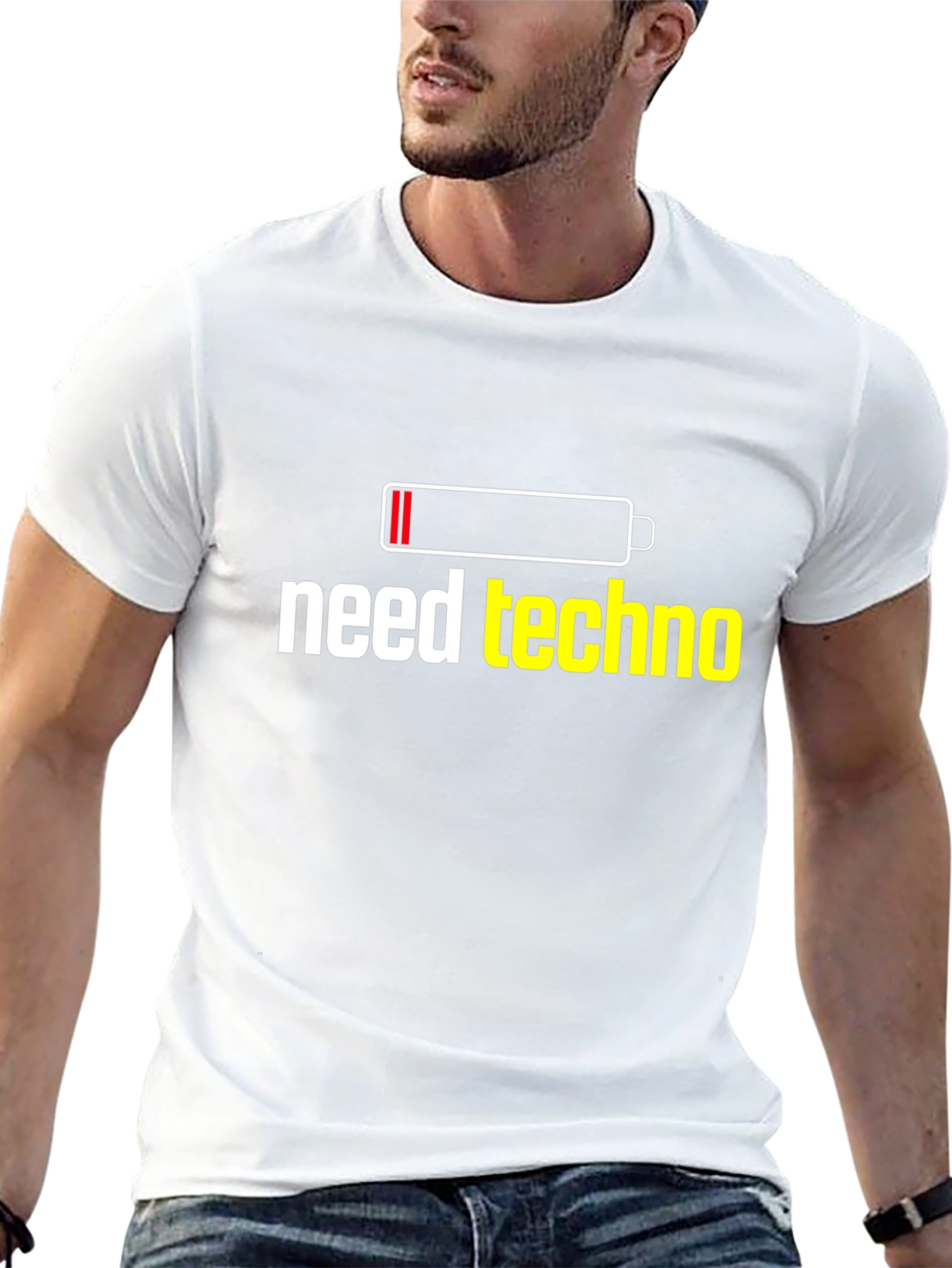 Black Need Techno T-Shirt - Low Battery EDM Rave view 13