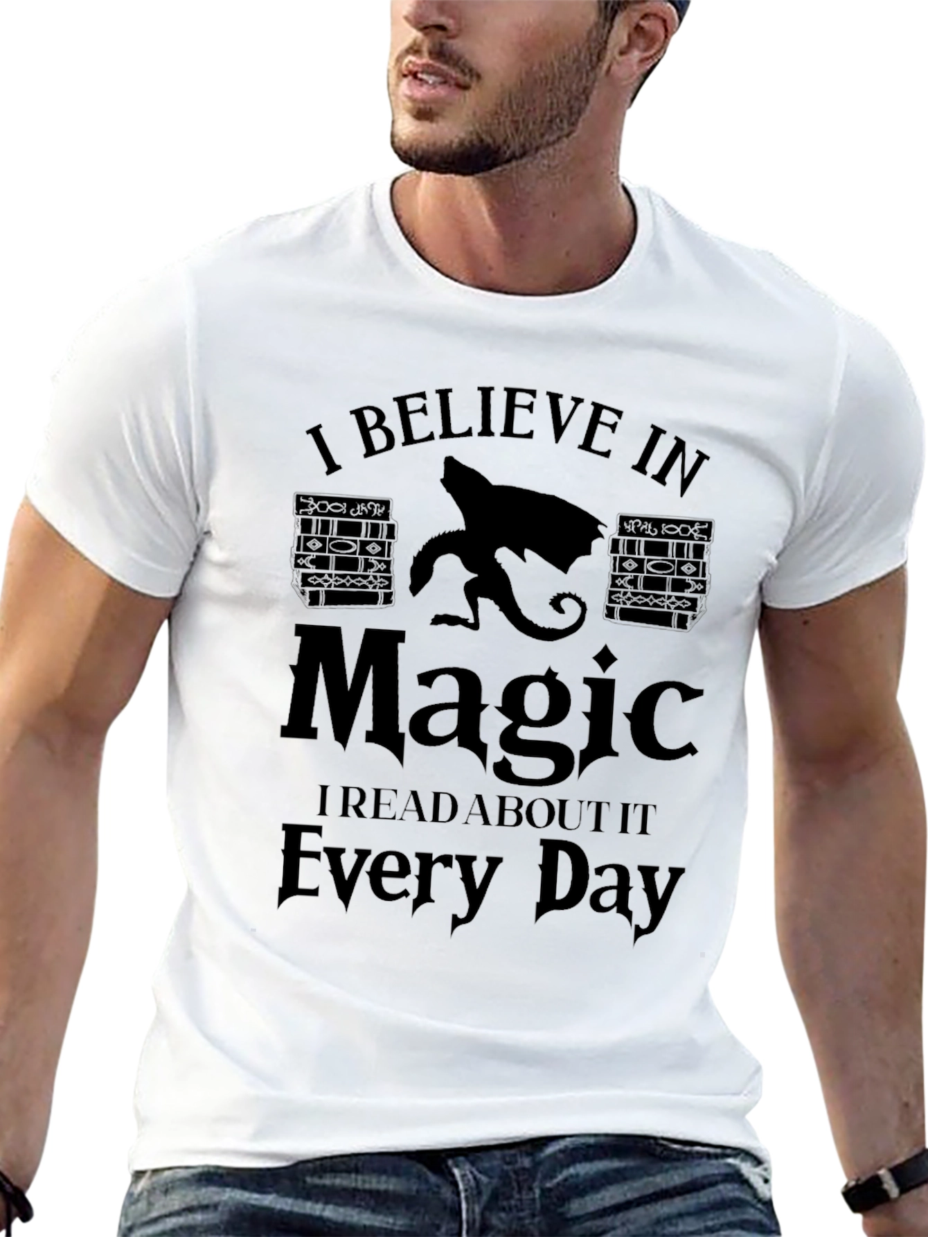Black I Believe In Magic T-Shirt - Read Every Day view 13