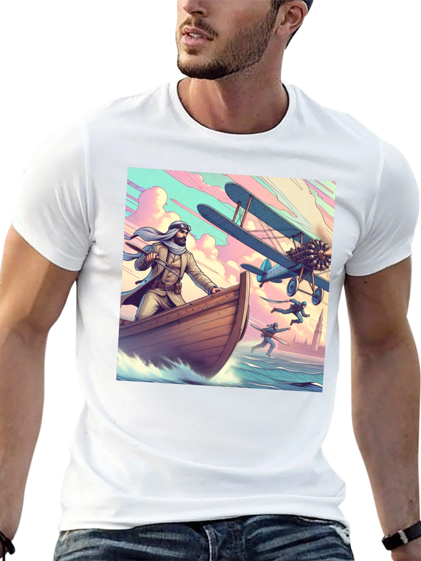 Black Adventure Print T-Shirt - Unique Graphic Tee view 13