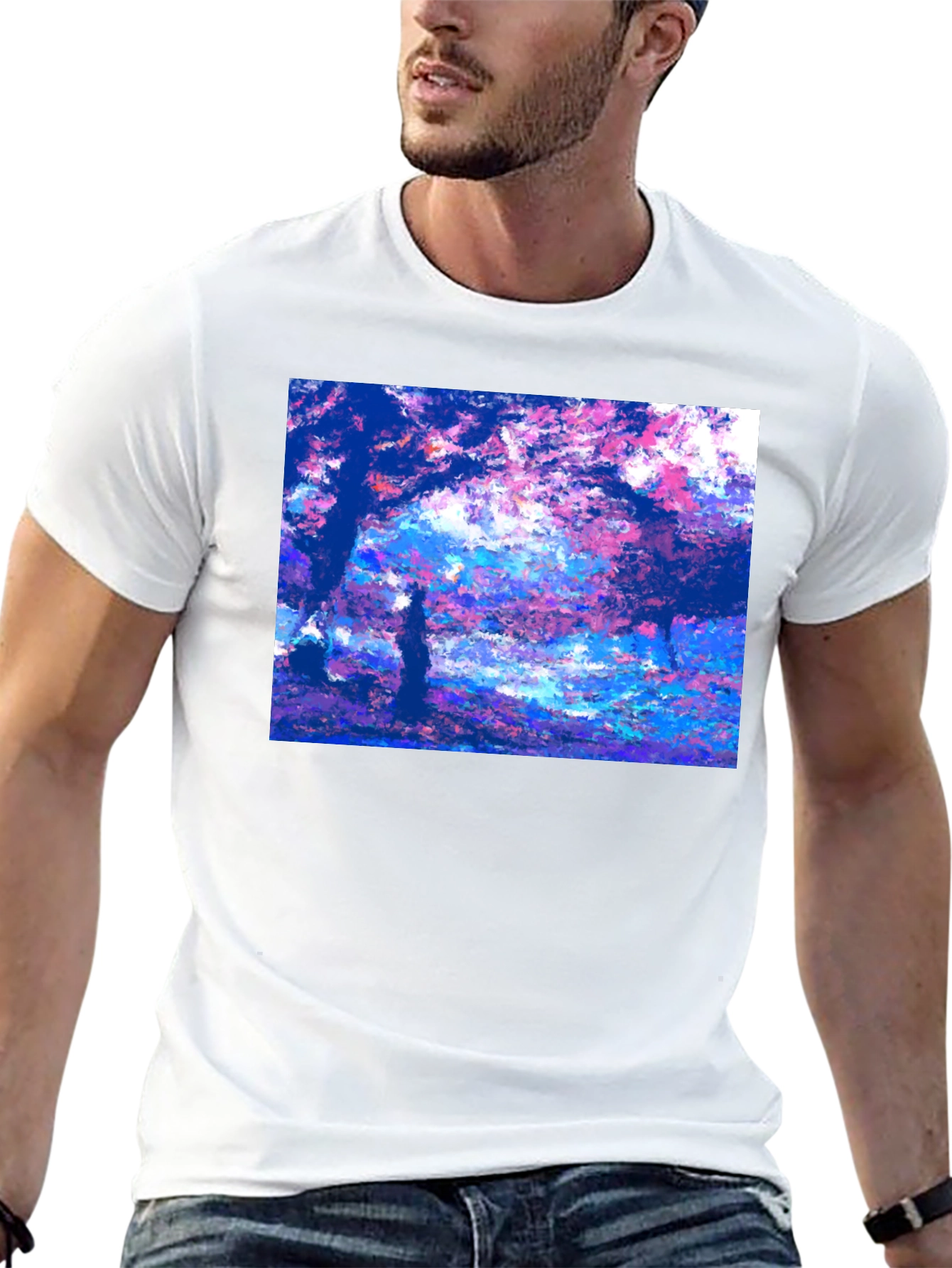 Black Impressionist Trees Black T-Shirt view 13