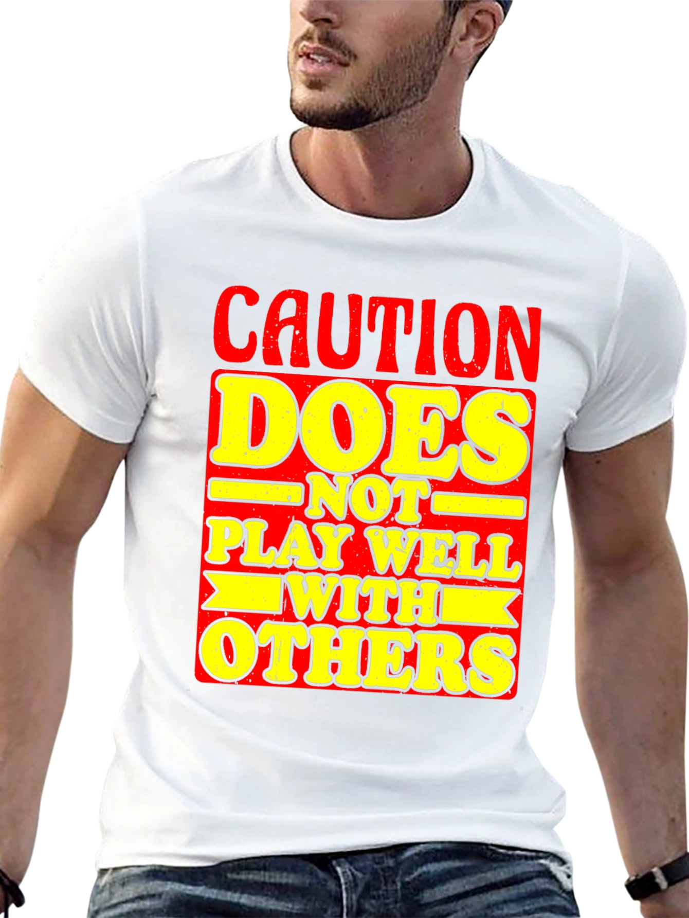 Black Caution Doesn't Play Well With Others Graphic Tee view 13