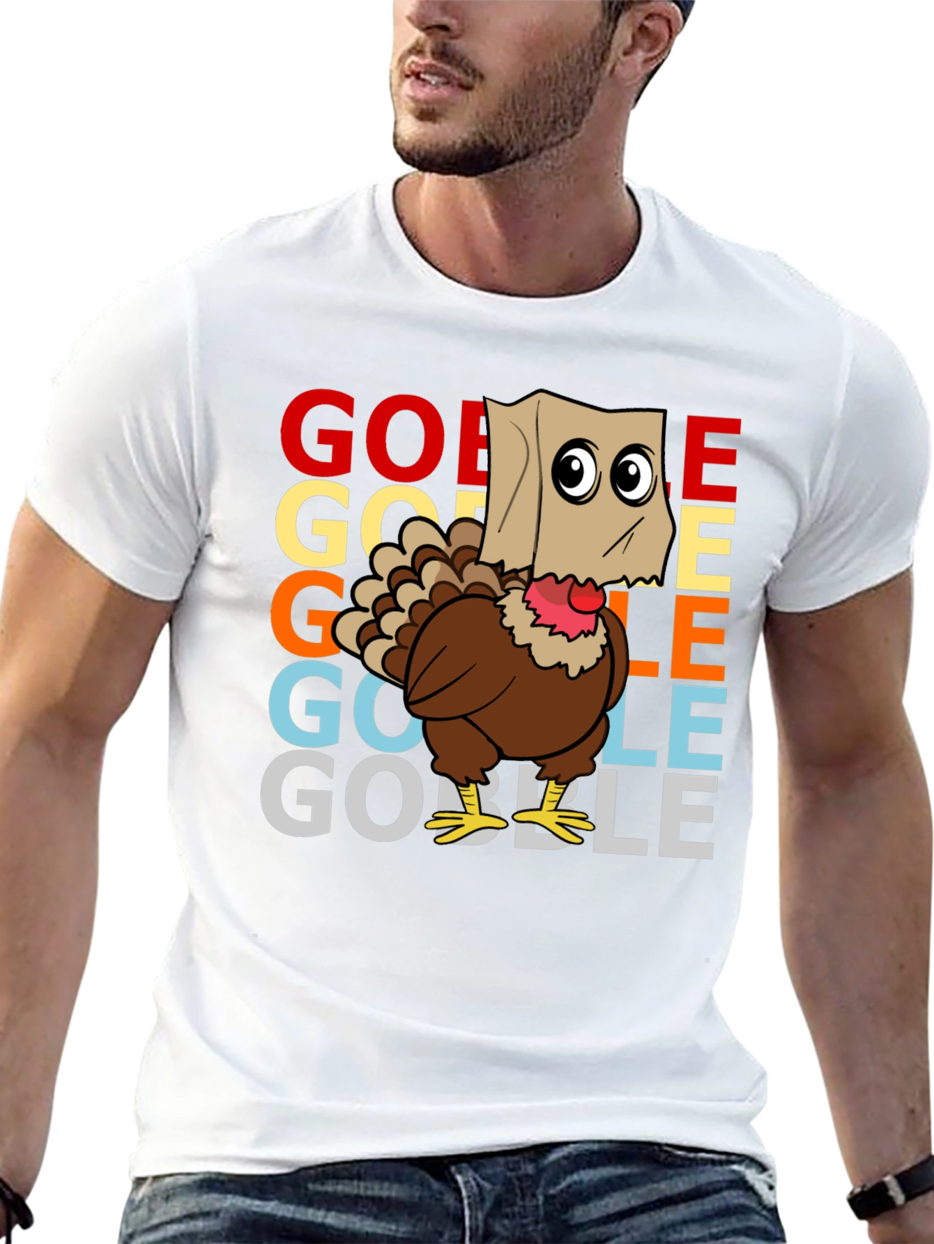 Black Gobble Turkey Thanksgiving Graphic Tee view 13