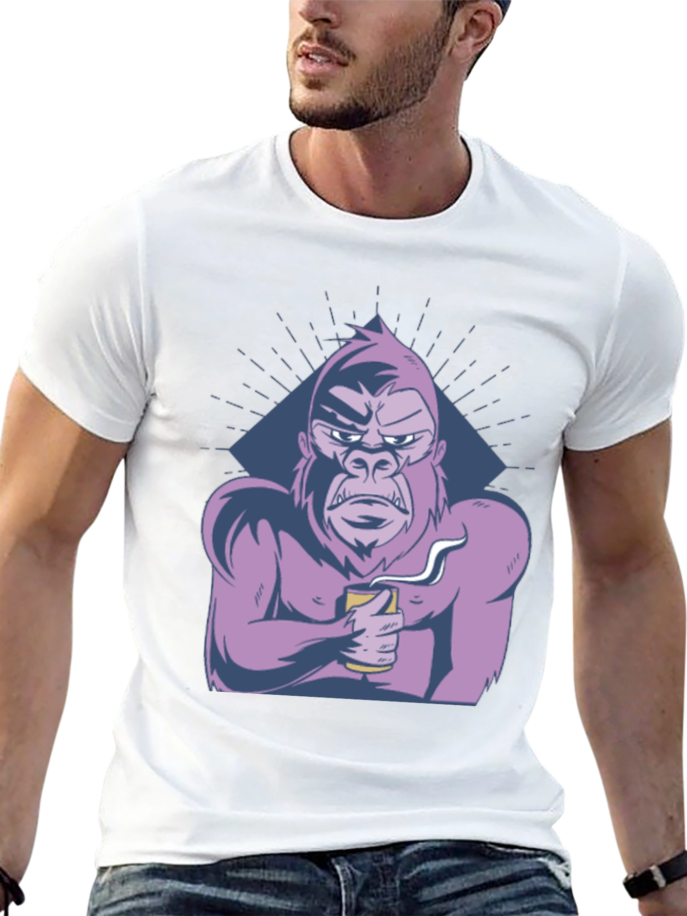 Black Cool Gorilla T-Shirt - Coffee Lover Ape Tee view 13