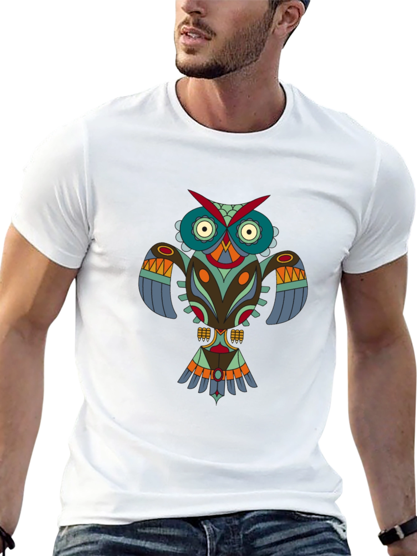 Black Tribal Owl Graphic Tee - Modern Menswear view 13