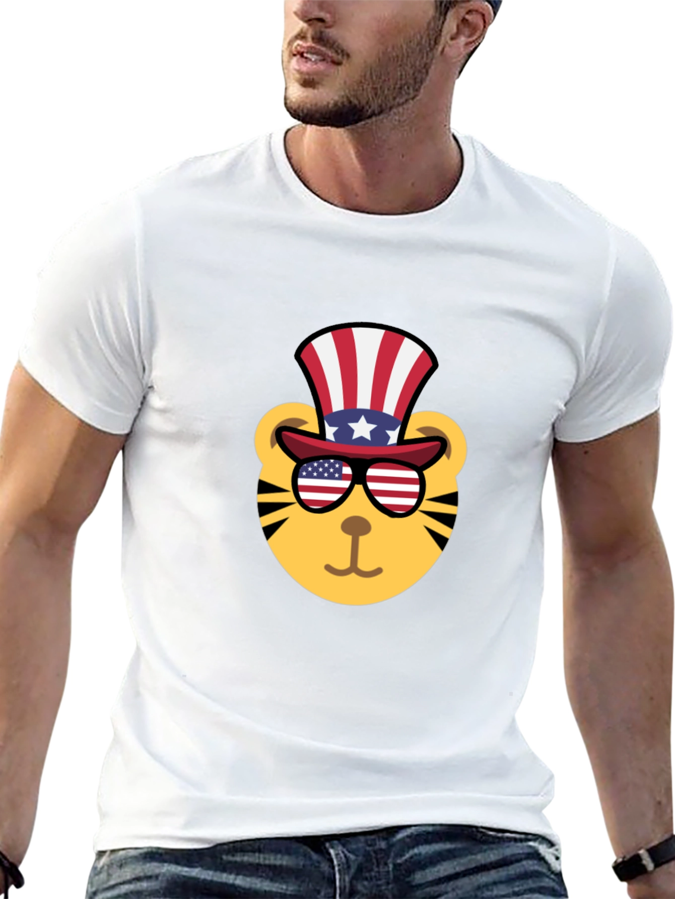 Black Patriotic Tiger Graphic Tee - Men's Black T-Shirt view 13