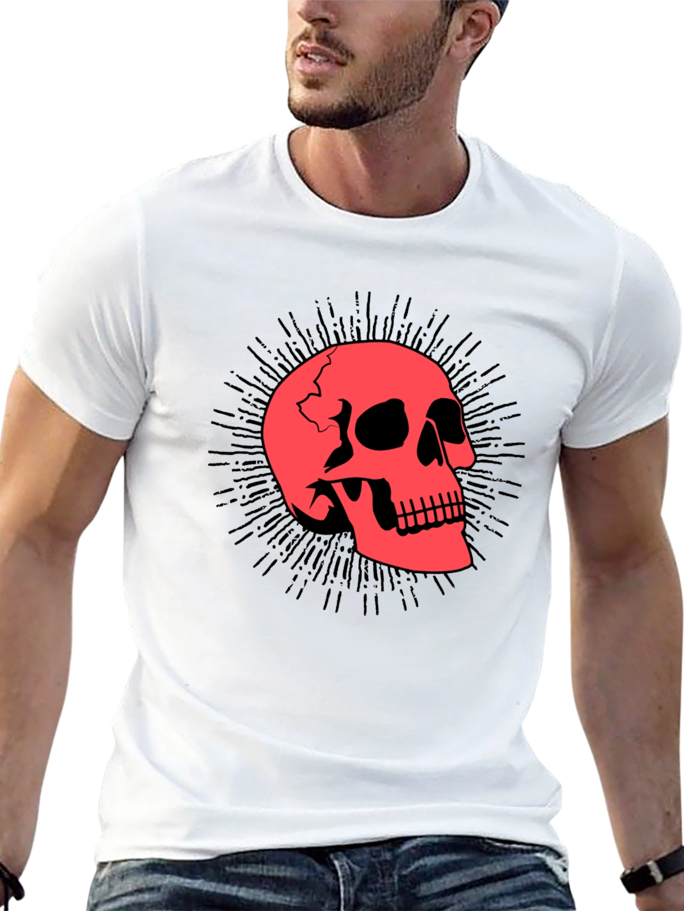 Black Skull Graphic Black T-Shirt view 13
