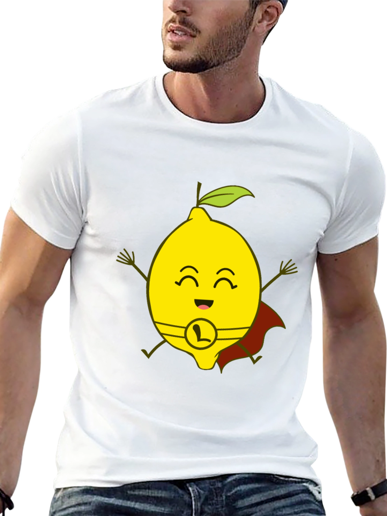 Black Super Lemon T-Shirt - Funny Cartoon Hero Tee view 13