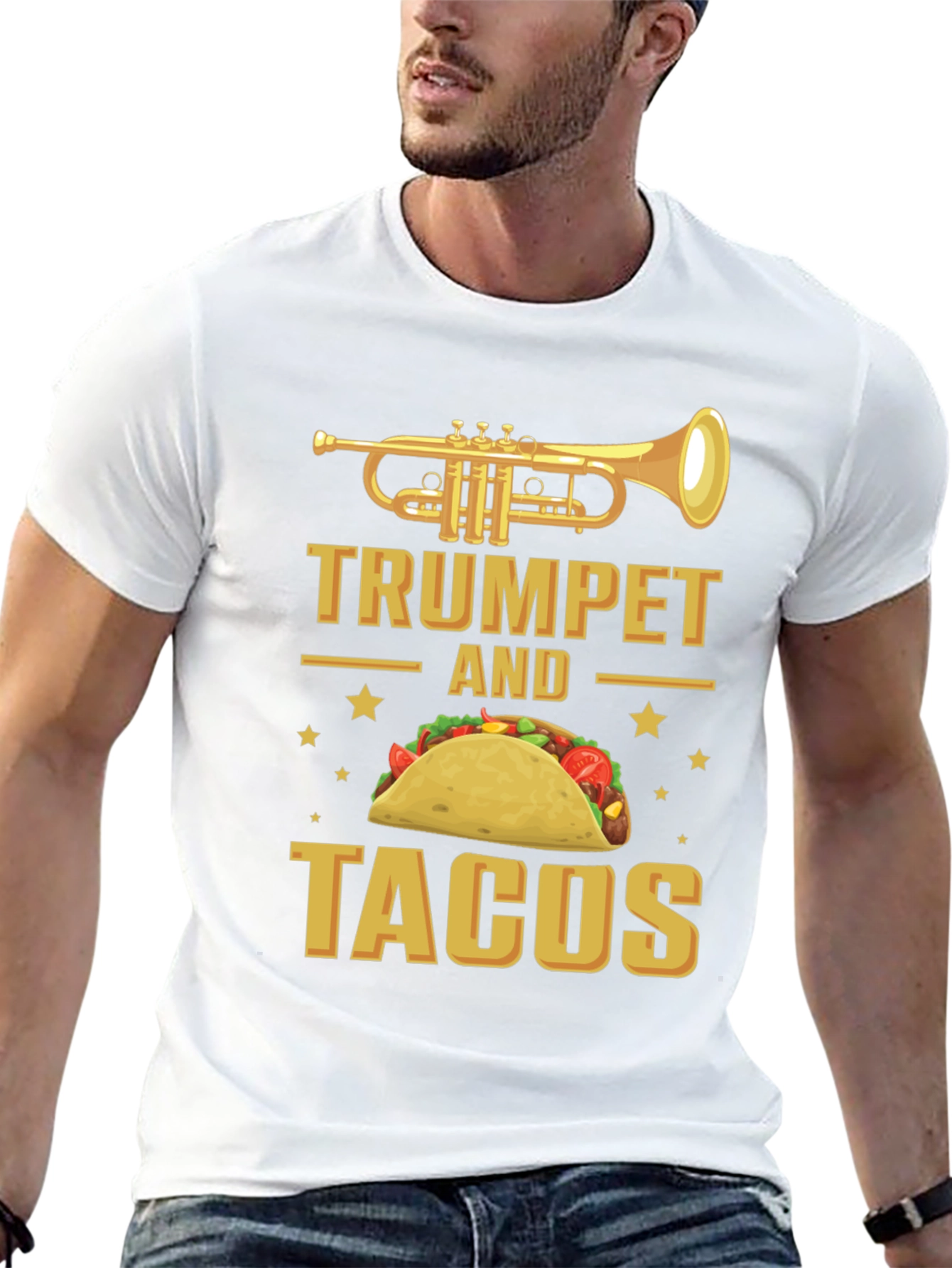 Black Trumpet and Tacos Graphic T-Shirt Funny Music Food Tee view 13