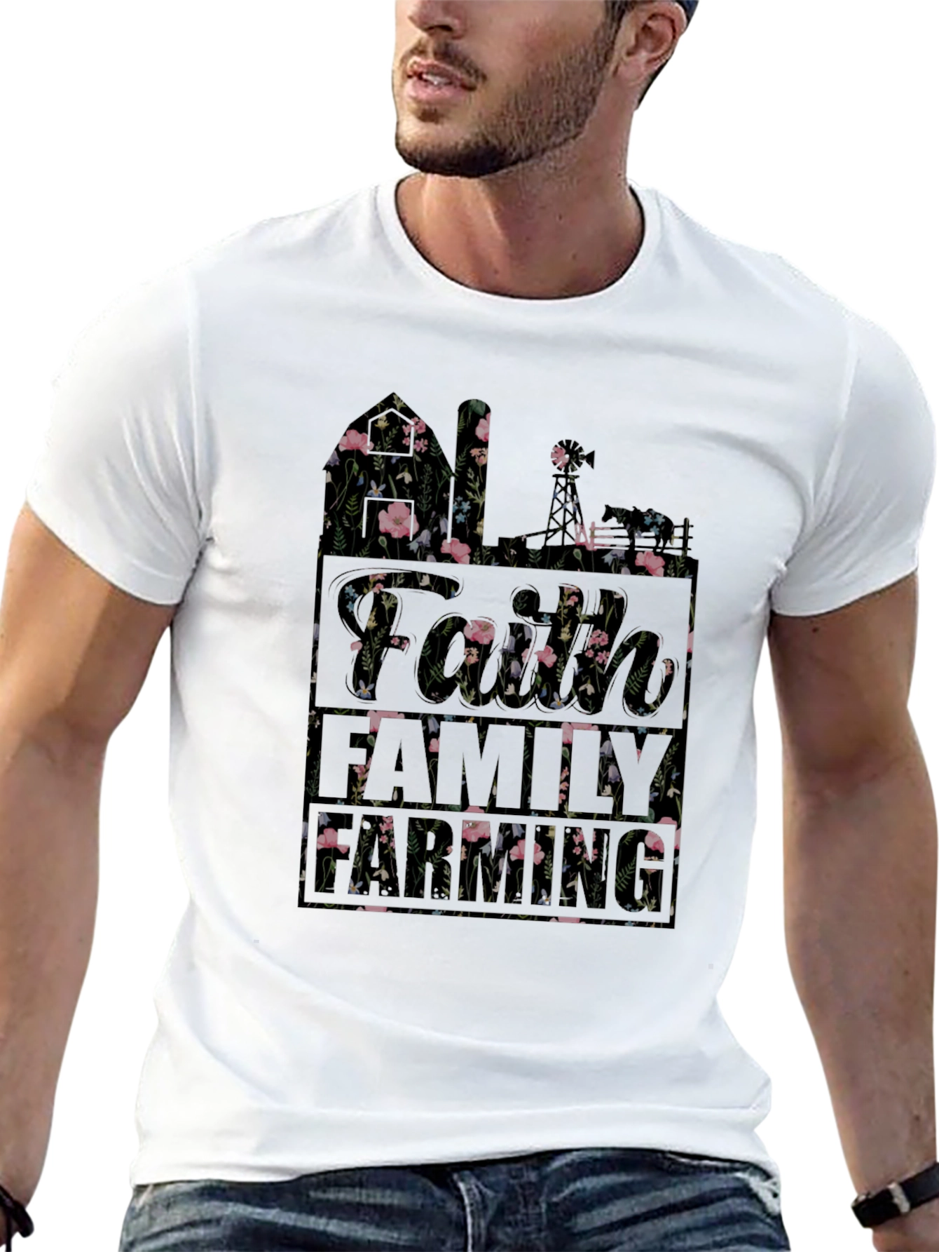 Black Floral Faith Family T-Shirt | Black Cotton Blend view 13