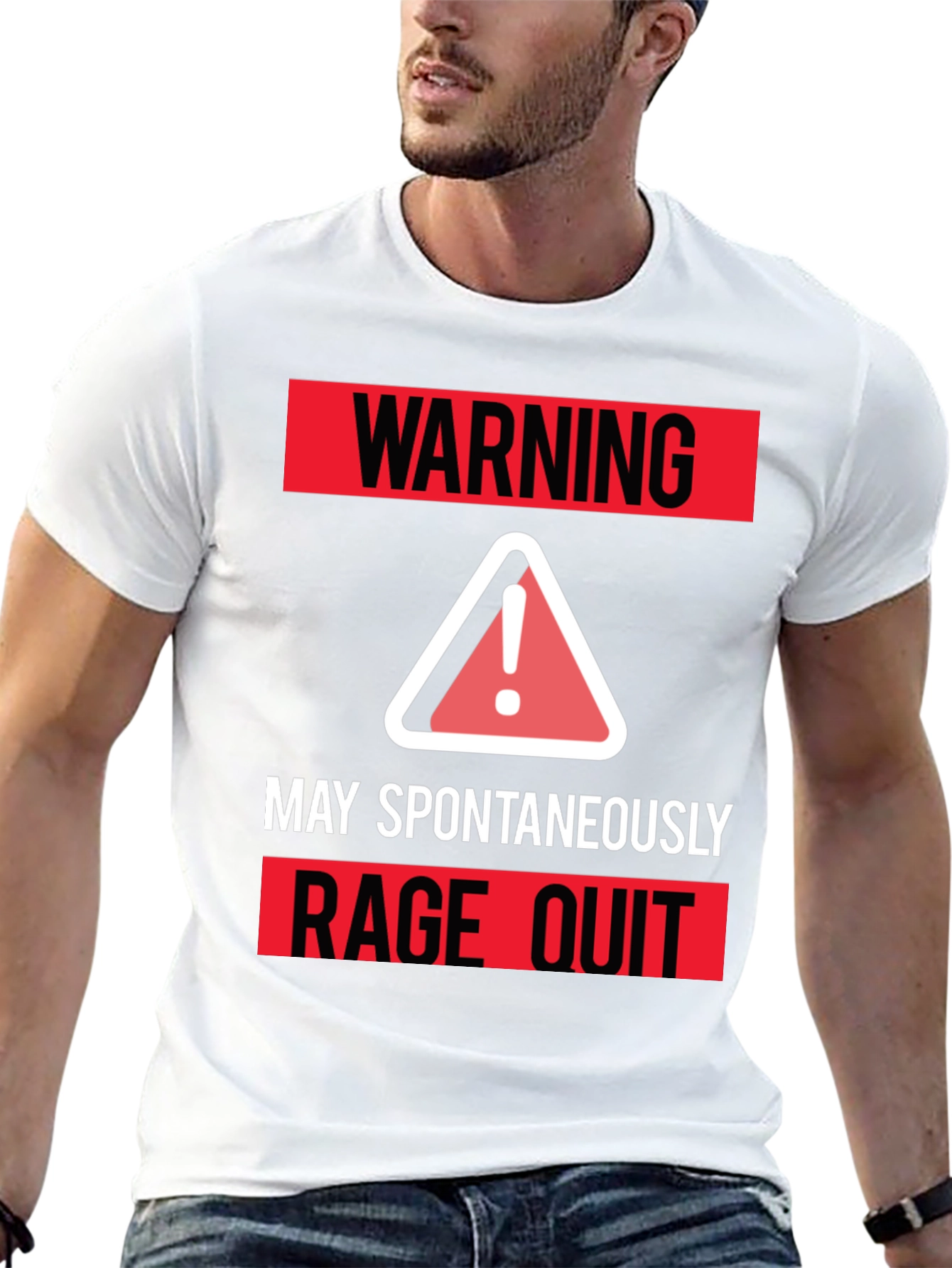 Black Warning May Spontaneously Rage Quit T-Shirt view 13