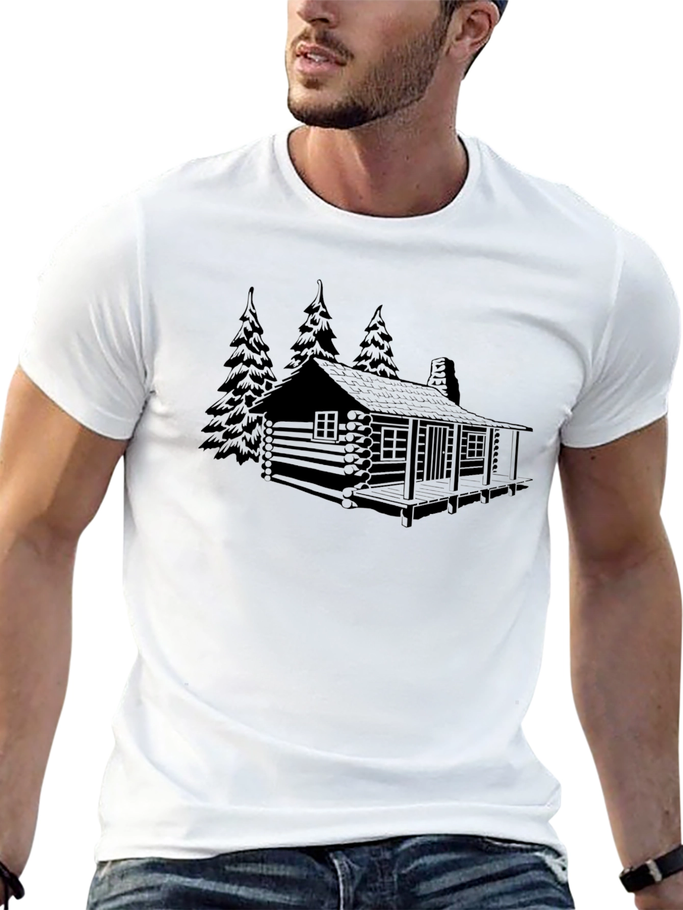 Black Cabin in the Woods Graphic Tee - Black view 13