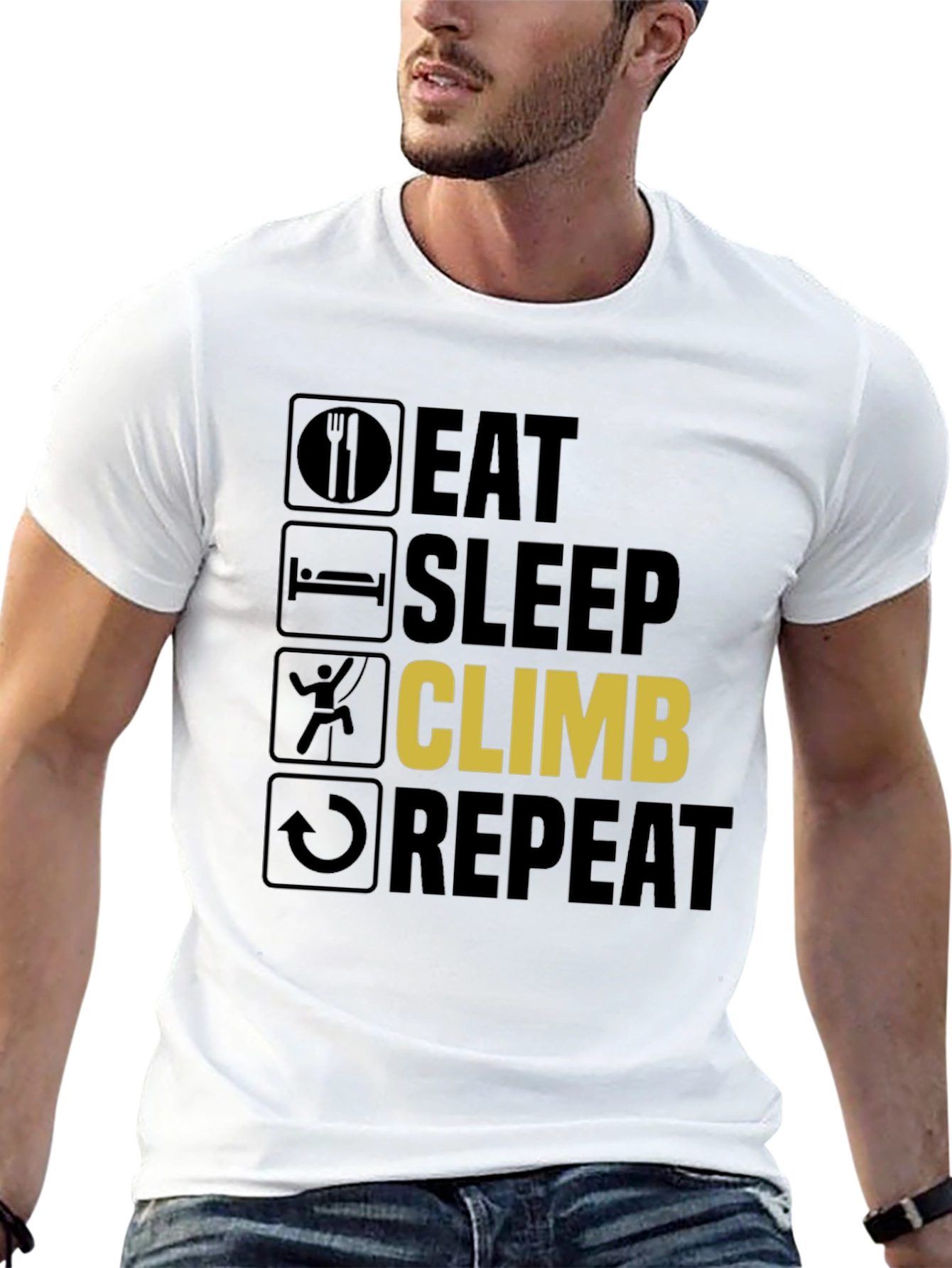 Black Eat Sleep Climb Repeat T-Shirt - Climbing Enthusiast view 13