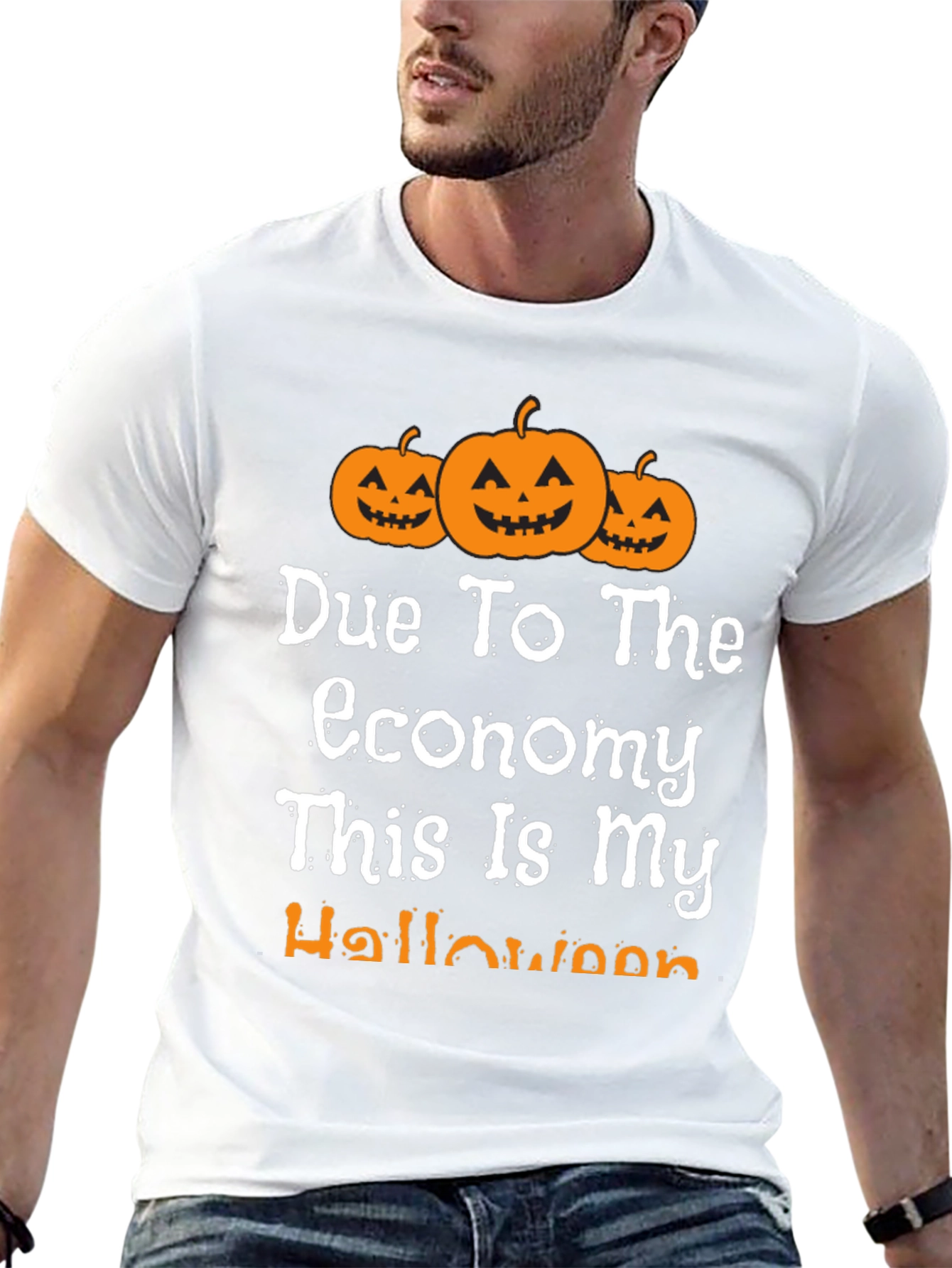 Black Funny Halloween Economy Pumpkin T-Shirt view 13