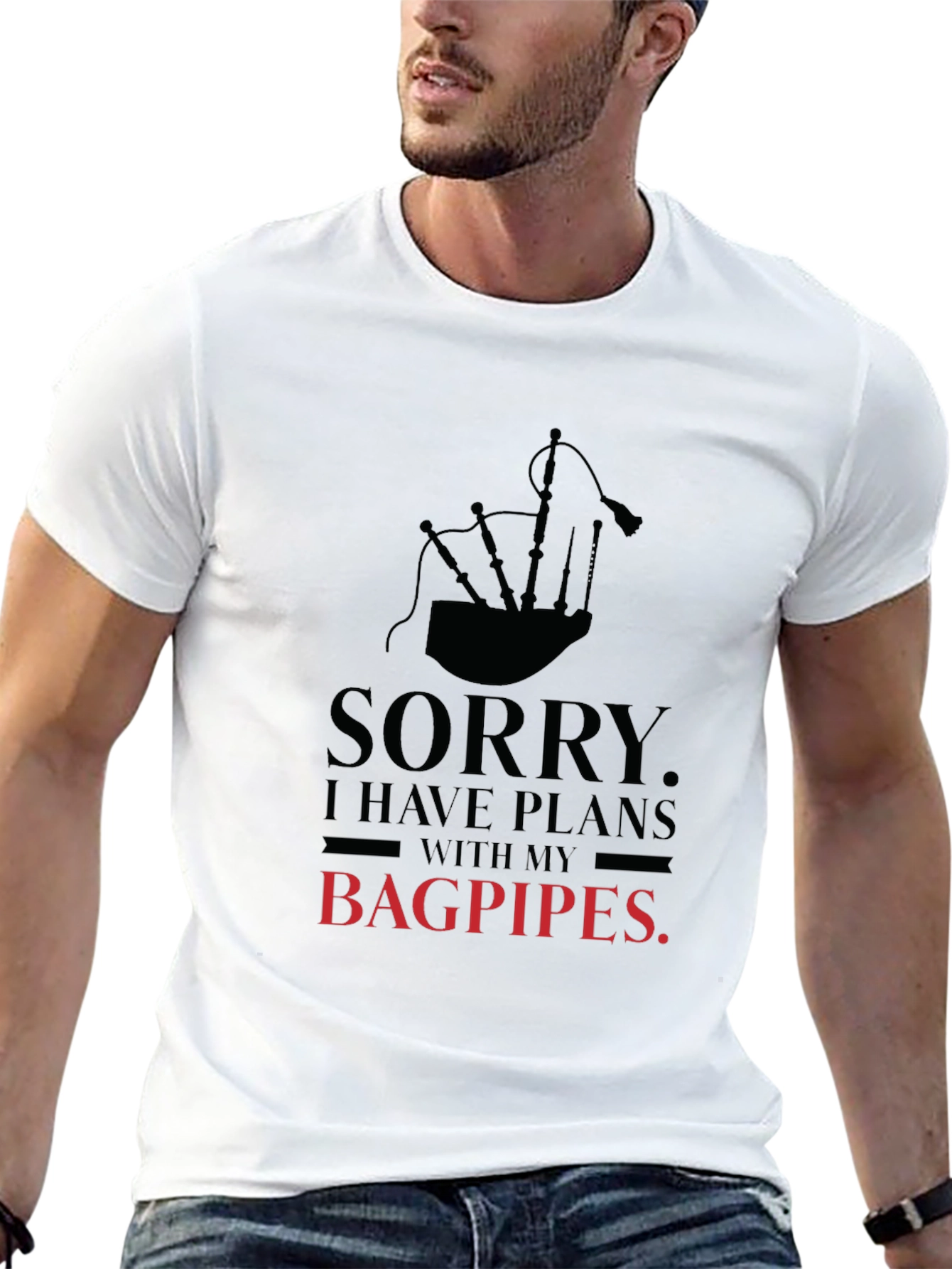 Black Bagpipes Plans T-Shirt - Scottish Music Tee view 13