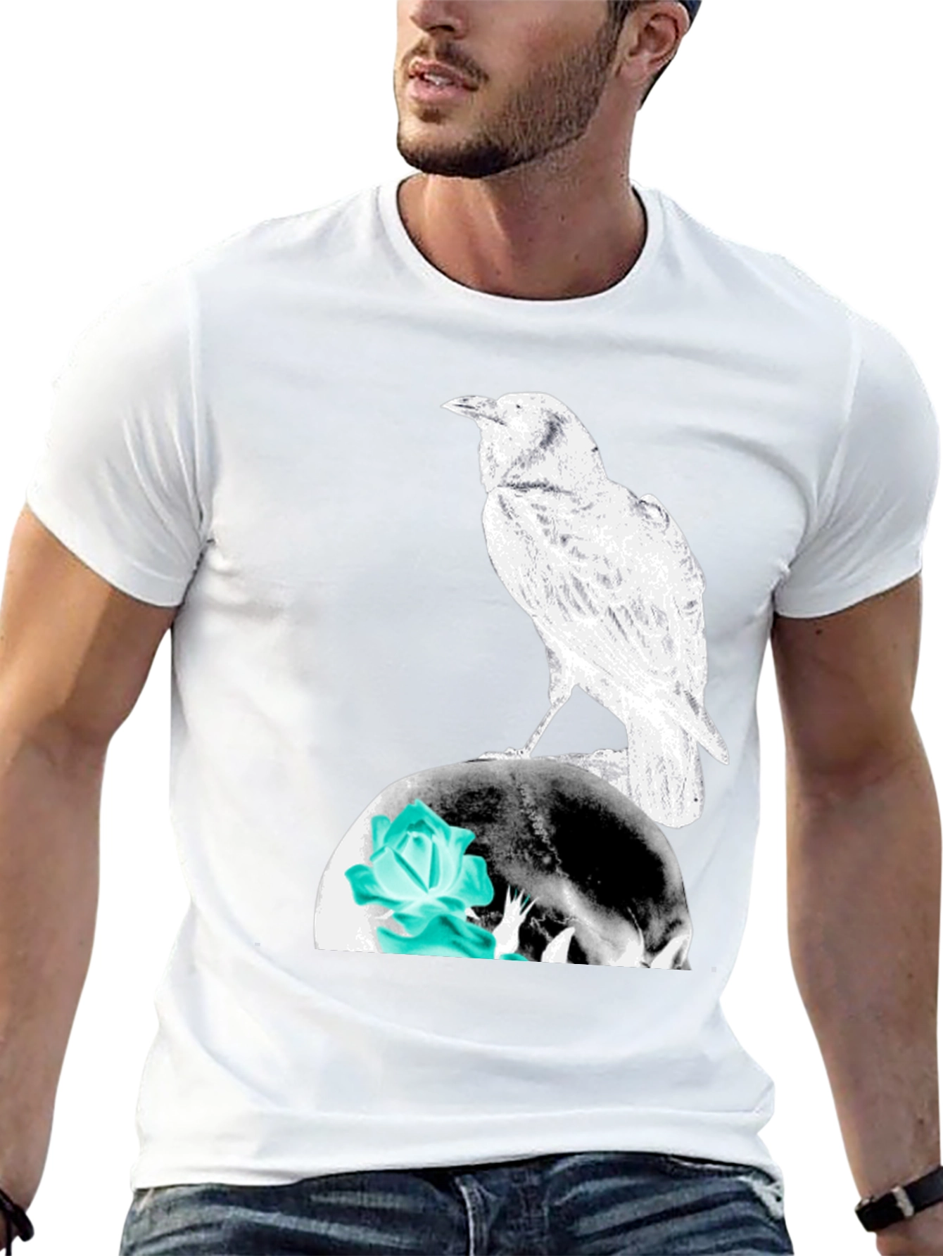 Black Raven Skull Graphic Tee view 13