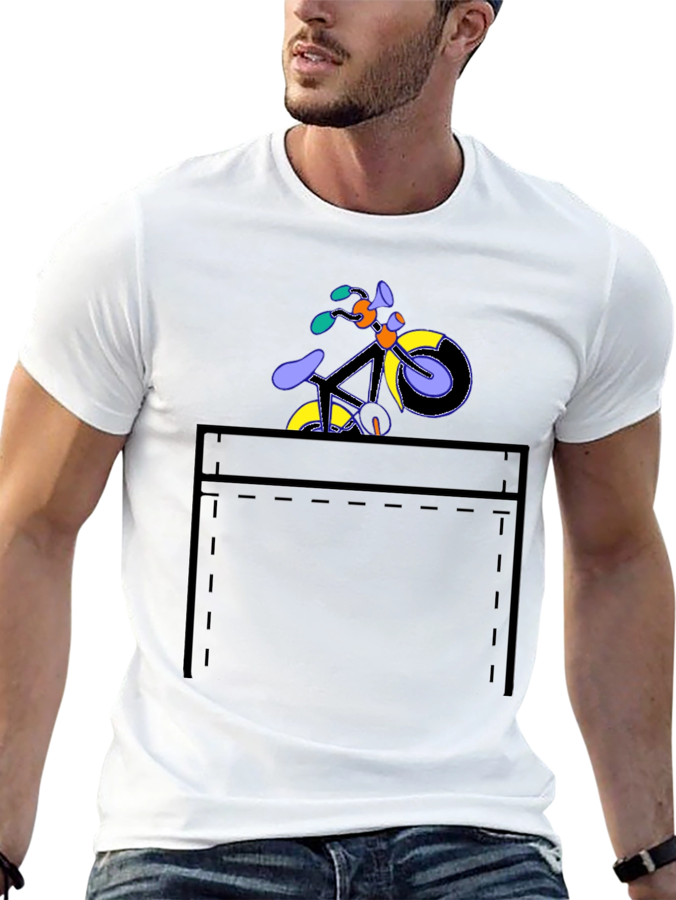 Black Bike in Pocket Graphic Tee - Stylish Casual Wear view 13