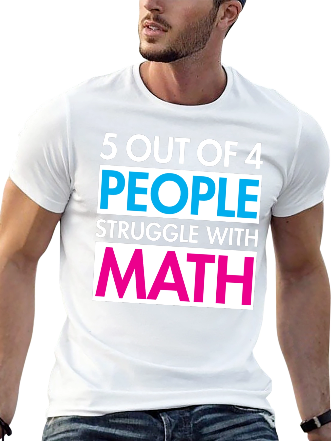Black Funny Math T-Shirt - 5 Out of 4 People Struggle Tee view 13