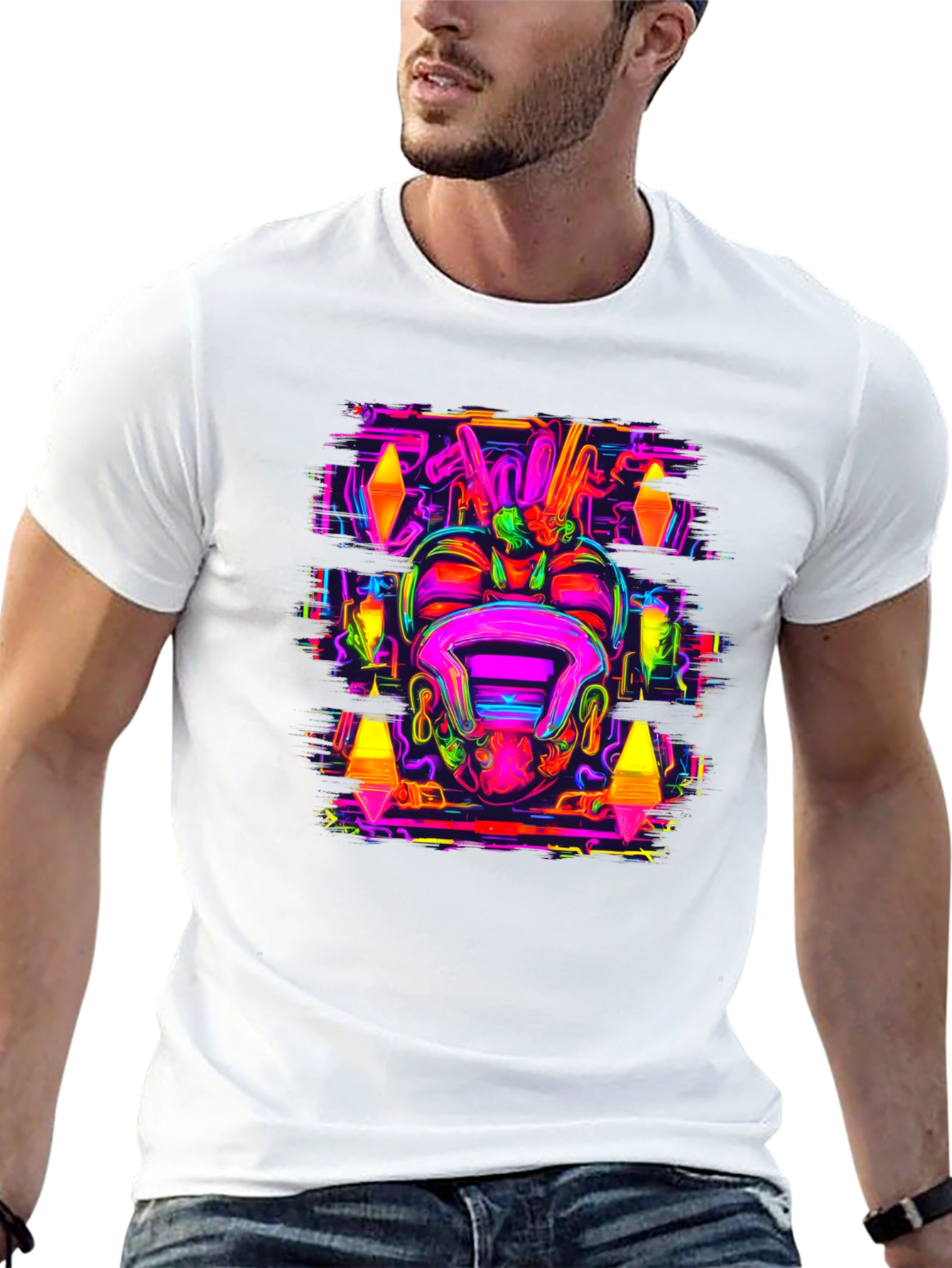 Black Psychedelic Neon Graphic Tee view 13