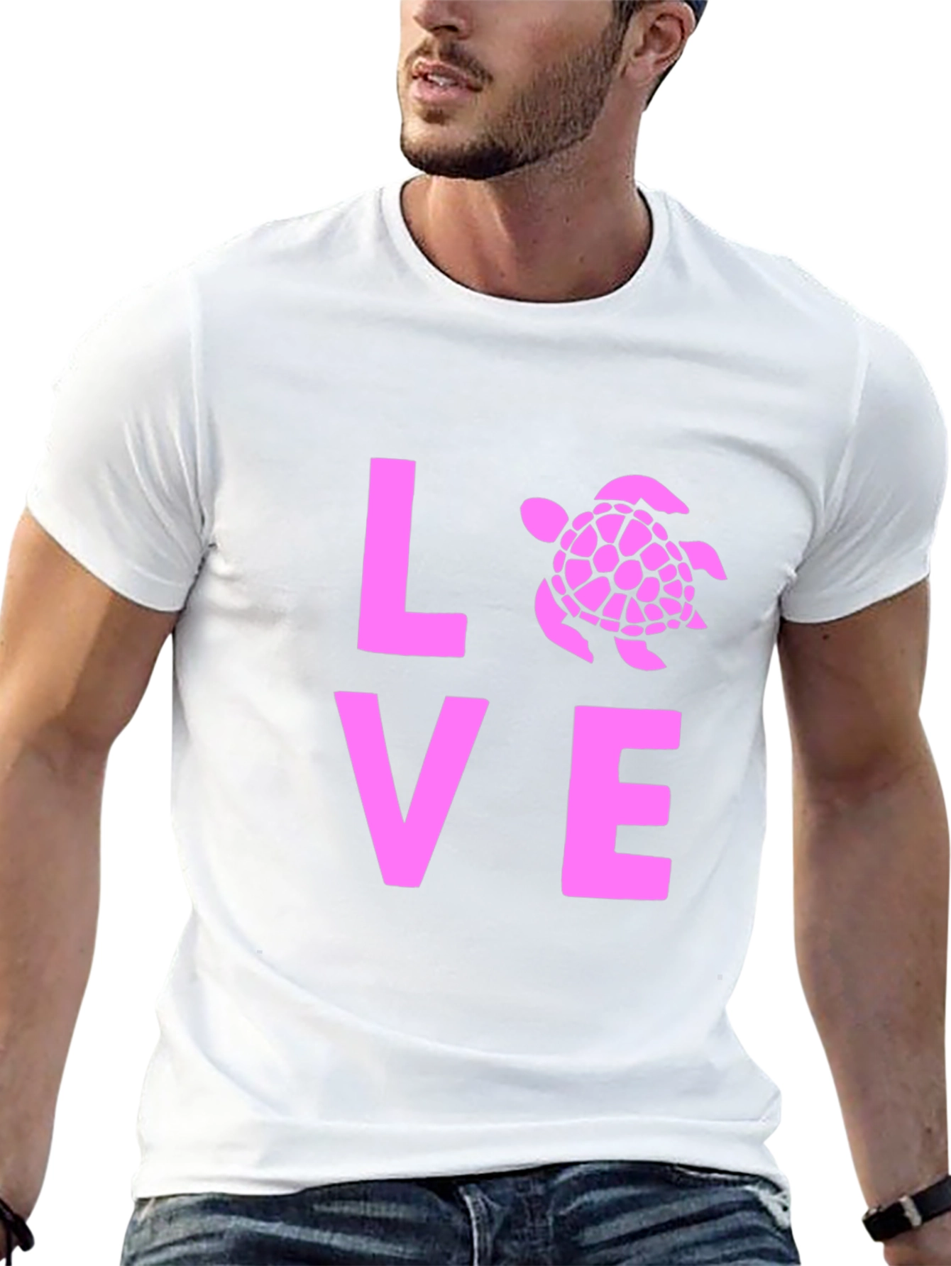 Black Love Turtle Graphic Tee - Black Cotton T-Shirt view 13