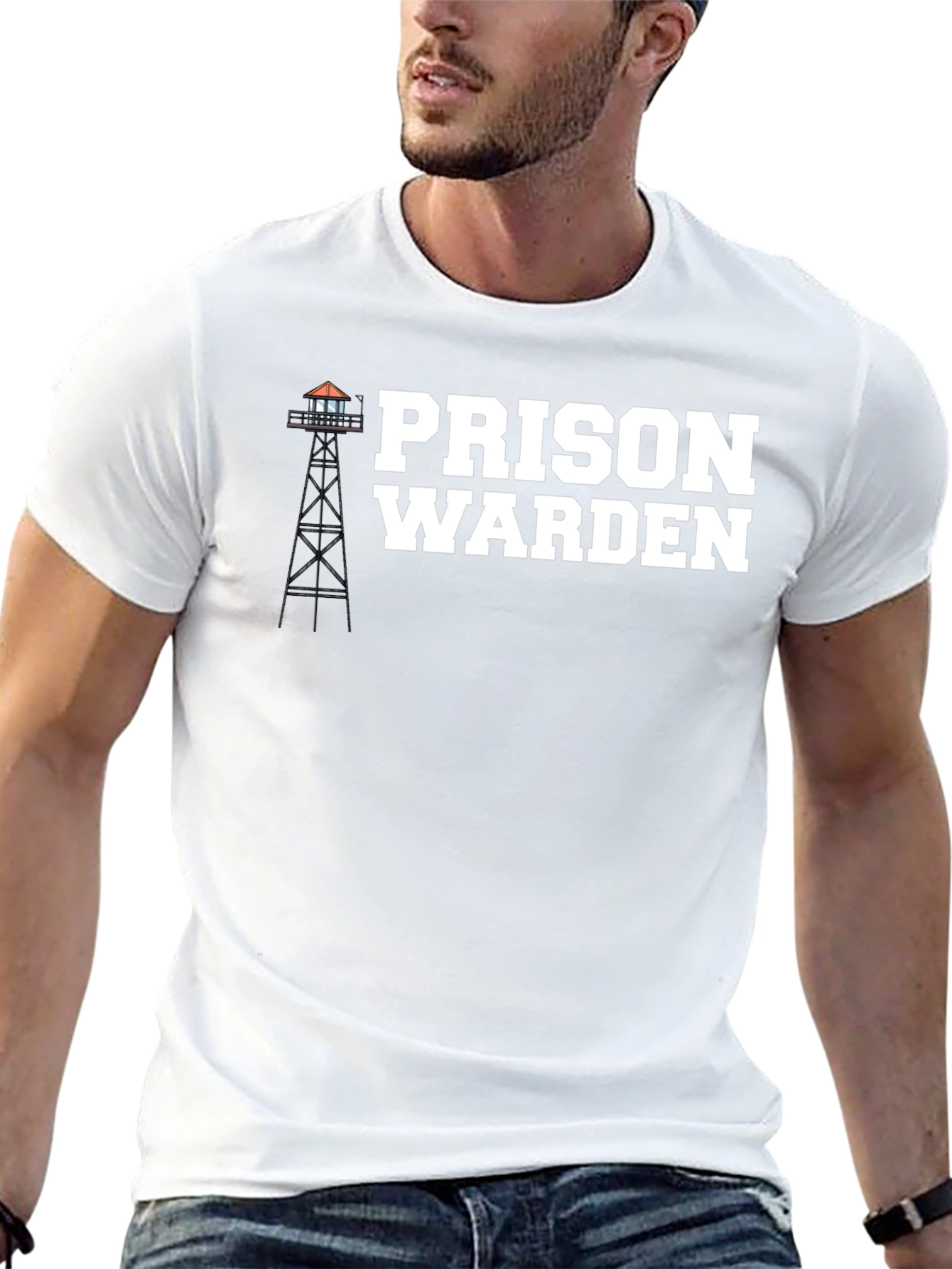 Black Prison Warden Graphic Tee - Classic Black T-Shirt view 13