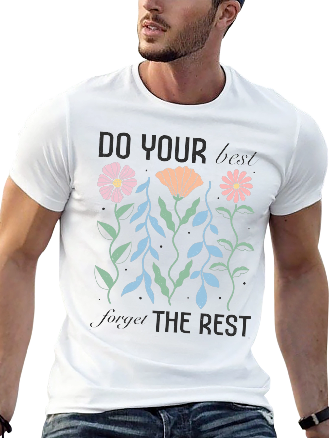 Black Motivational Floral Graphic T-Shirt view 13
