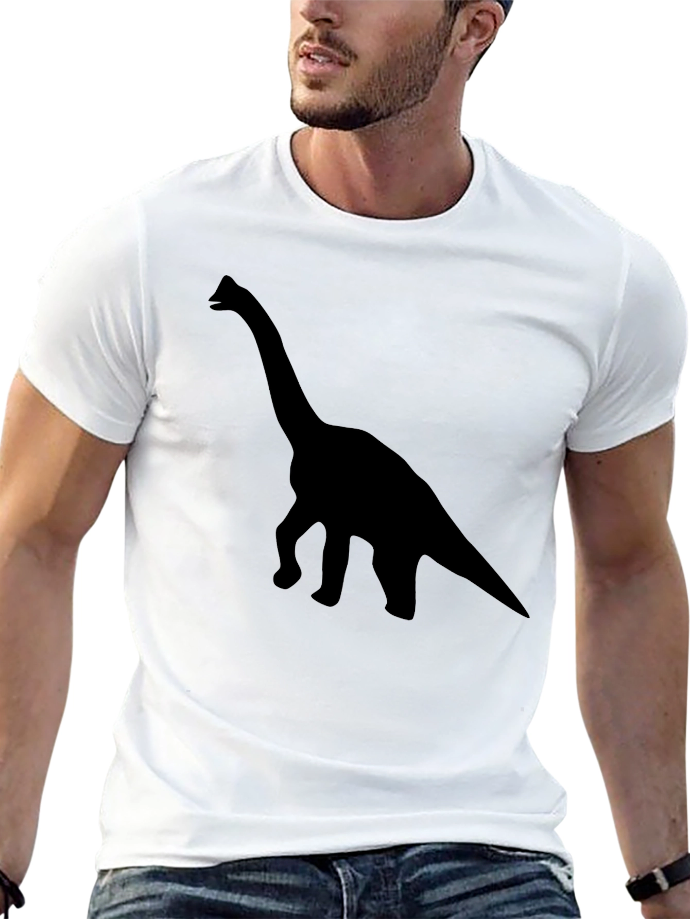 Black Dino Silhouette Tee - Stylish Black Cotton Shirt view 13