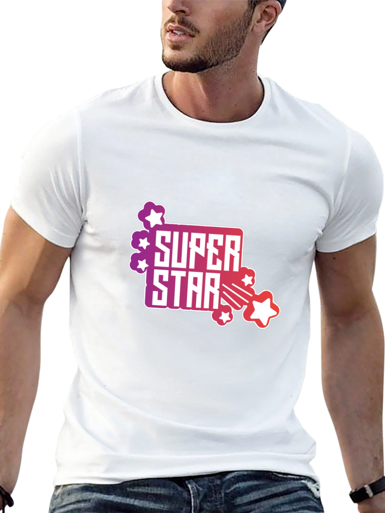 Black Super Star Graphic Tee - Men's Black T-Shirt view 13