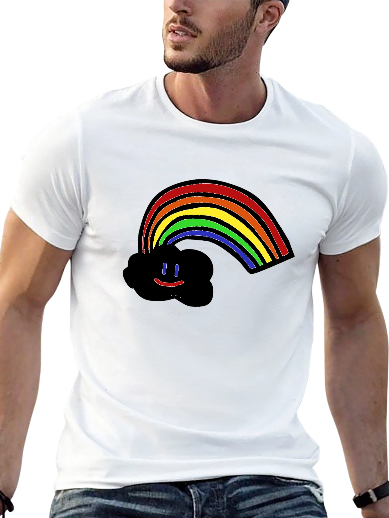 Black Rainbow Cloud Graphic Print T-Shirt - Black view 13