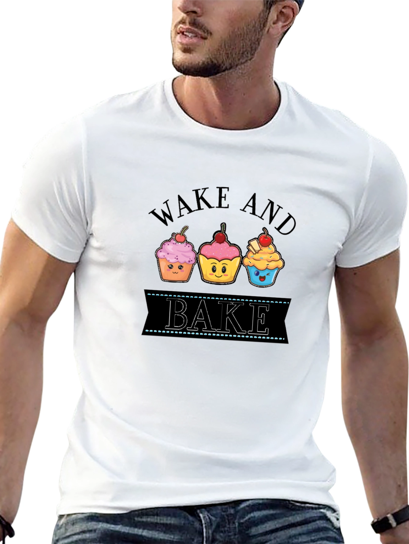 Black Wake and Bake Cupcake Graphic T-Shirt view 13