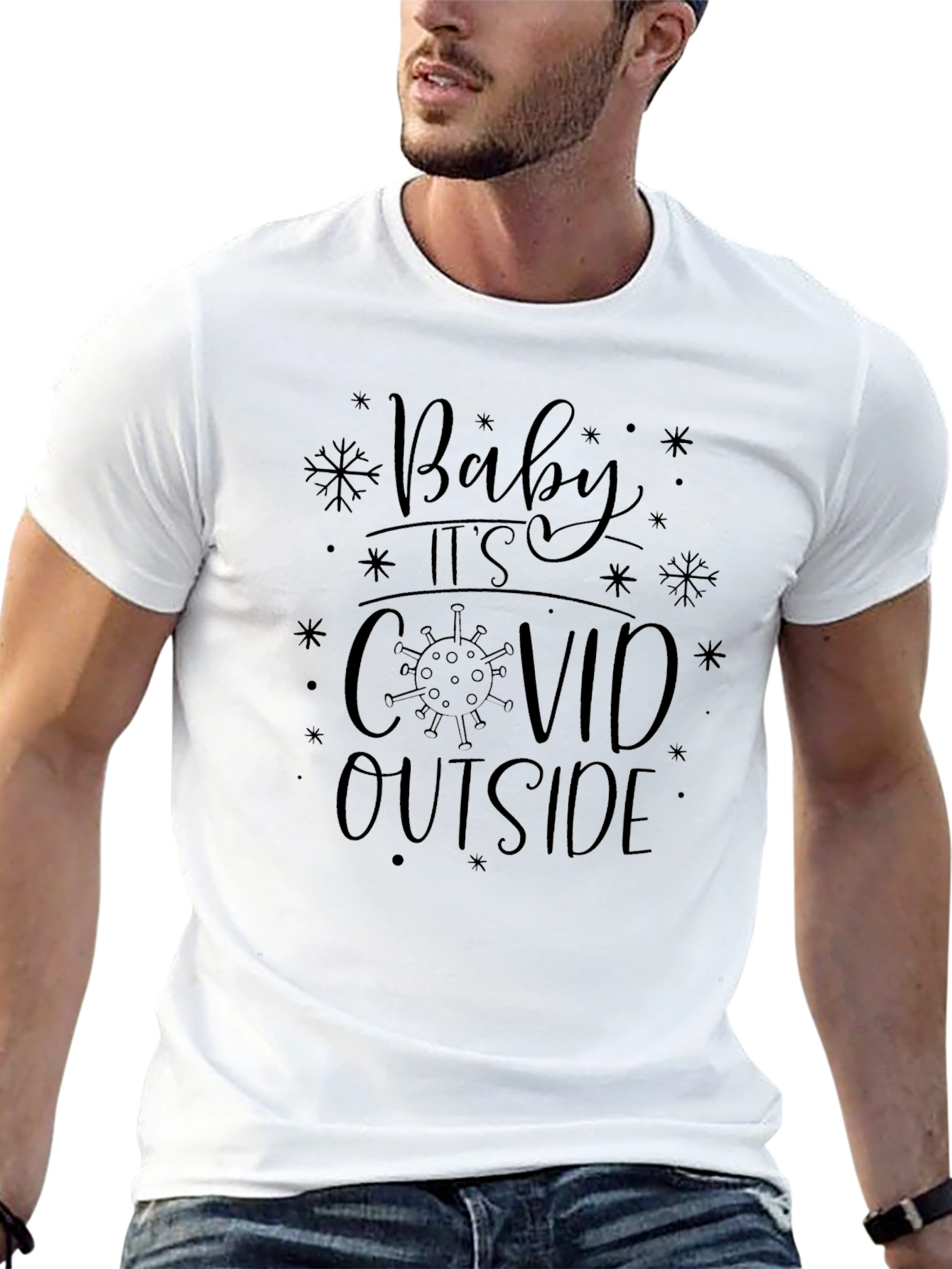 Black Baby It's Covid Outside Novelty Graphic Tee view 13