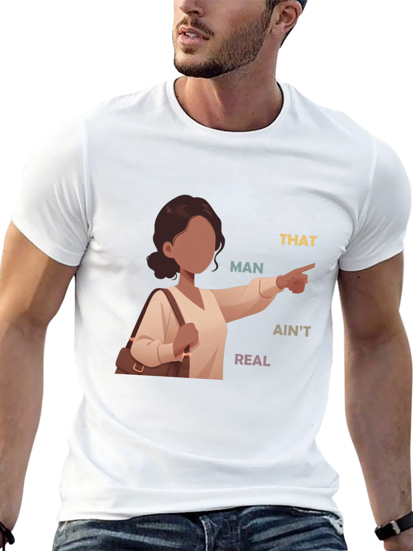 Black That Man Ain't Real T-Shirt view 13