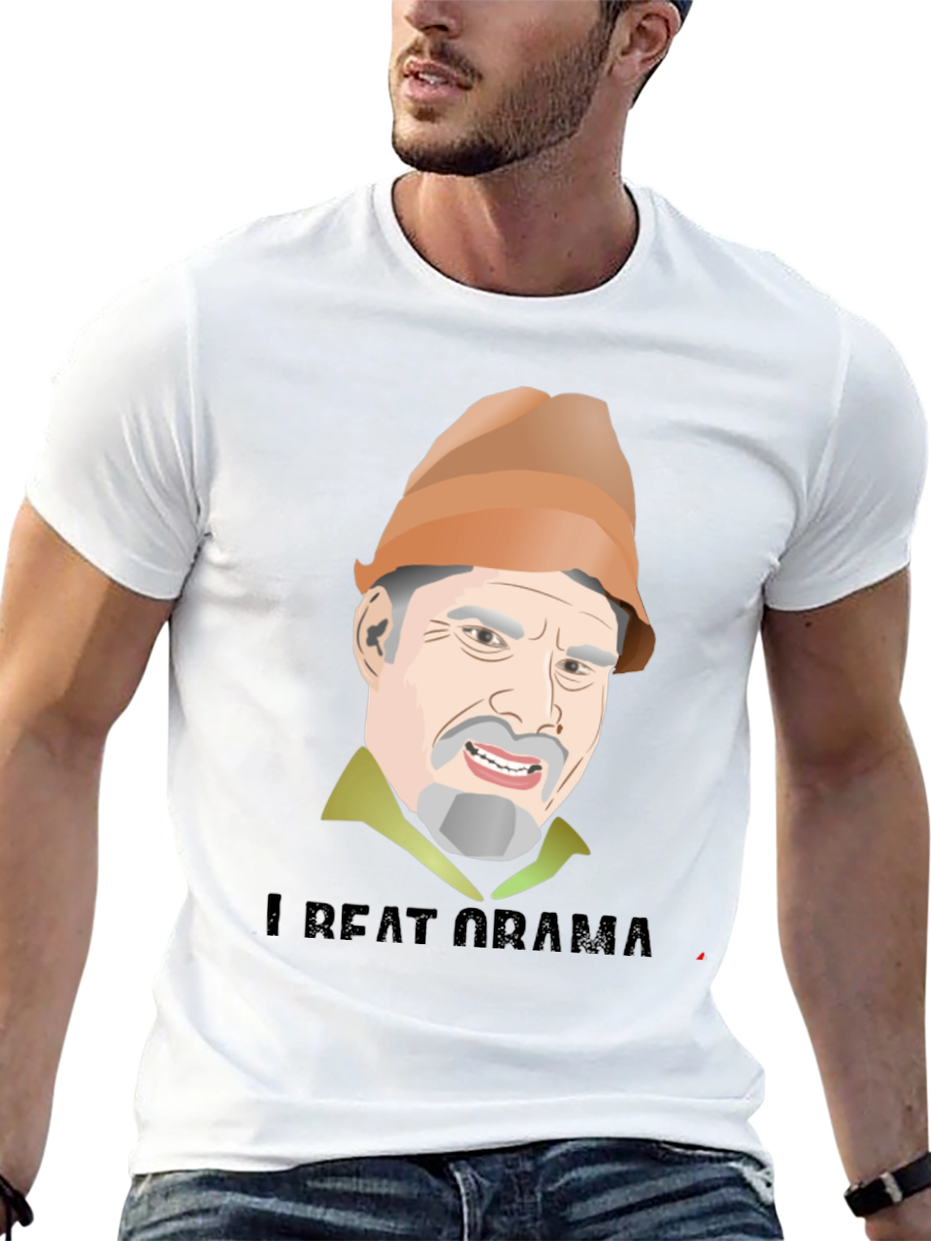 Black I Beat Obama T-Shirt Funny Political Humor Tee view 13