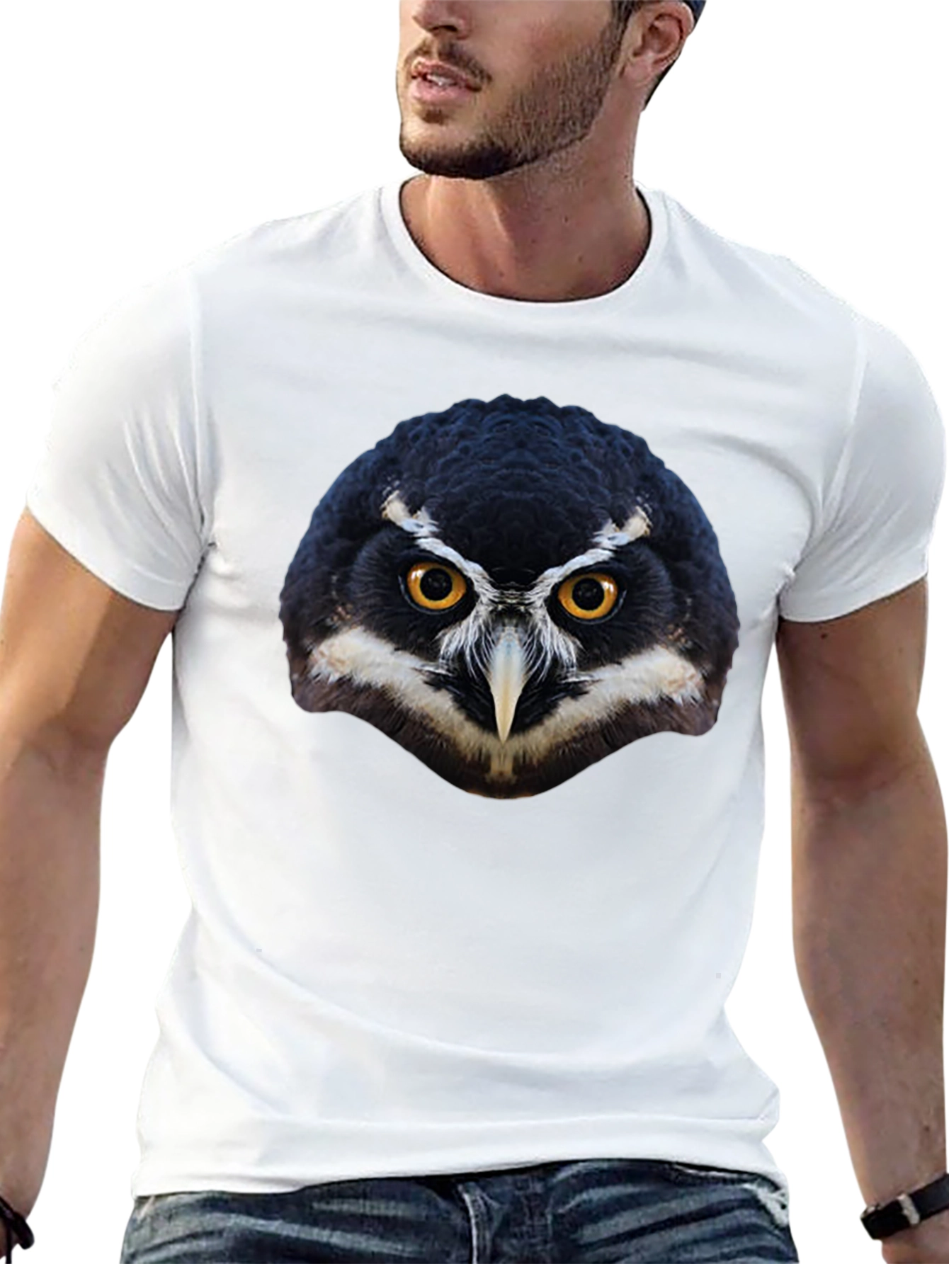 Black Owl Face Graphic Black T-Shirt view 13